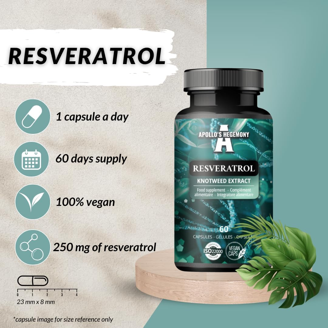 Resveratrol High Dose 400 Mg - 60 Vegan Capsules - 2 Months Supply - 98% Trans-Resveratrol from Japanese Knotweed Extract - Natural Antioxidant - by Apollo'S Hegemony image number 5