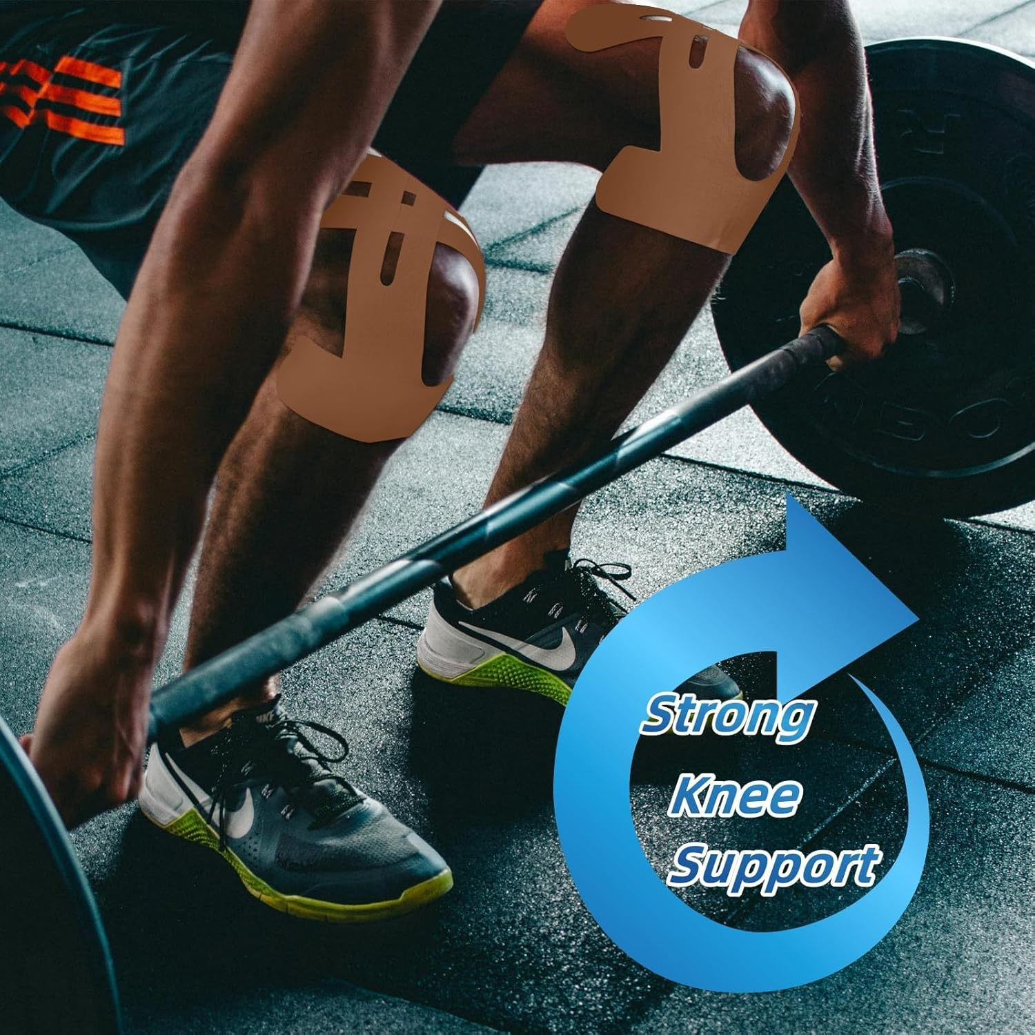 Kinesiology Tape for Knees, 10 Pcs - Knee Support & Stability, Knee Pain Relief Athletic Tape - Waterproof & Elastic, Breathable Hypoallergenic Latex-Free Tape, Black (Beige) image number 3