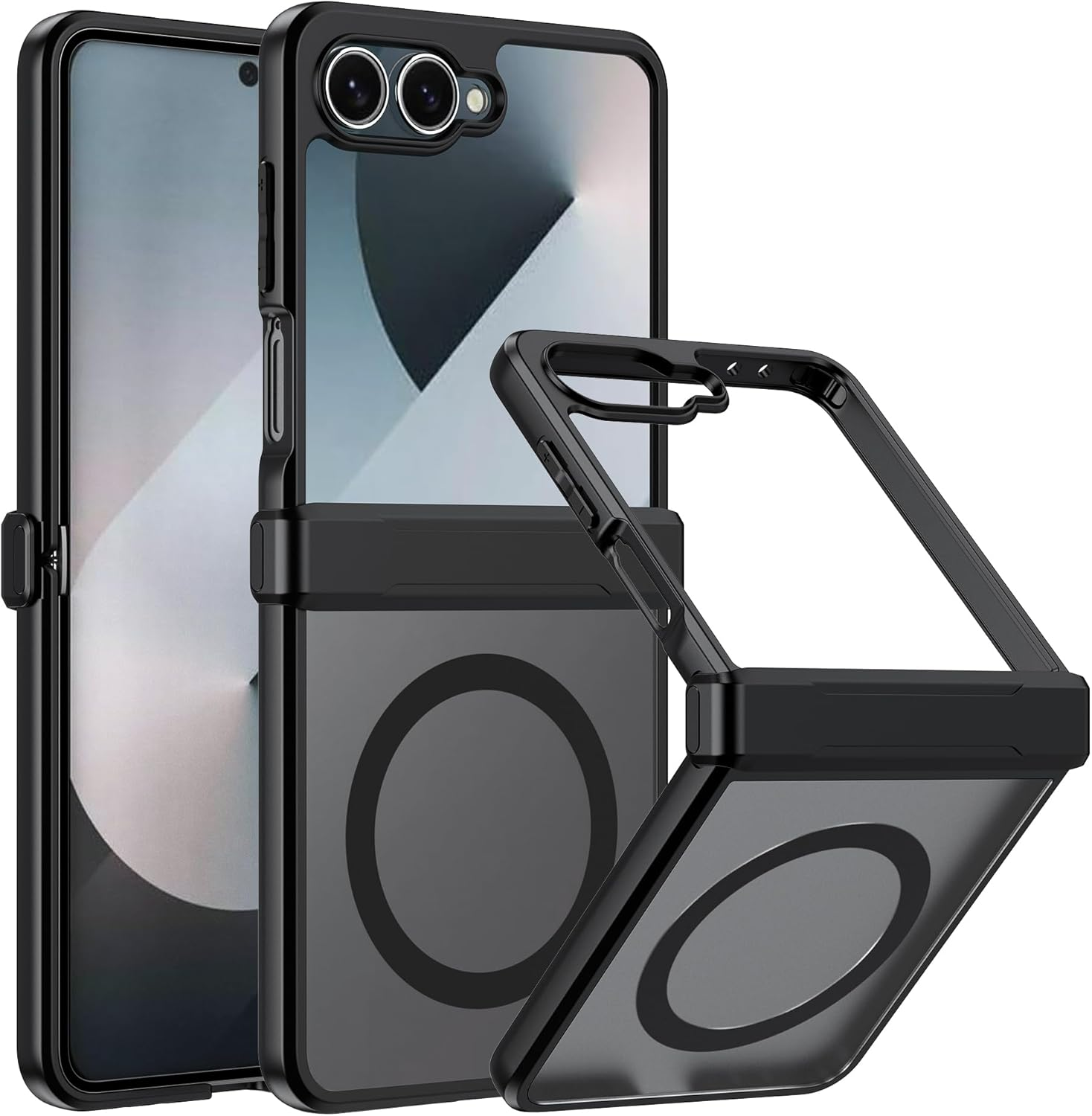 Effcotuo Magnetic Case for Samsung Galaxy Z Flip 7 Case [Compatible with Magsafe] Flexible Silicone + Matte Acrylic Protective Case Magnetic Matte Mobile Phone Case Shockproof Translucent image number 2