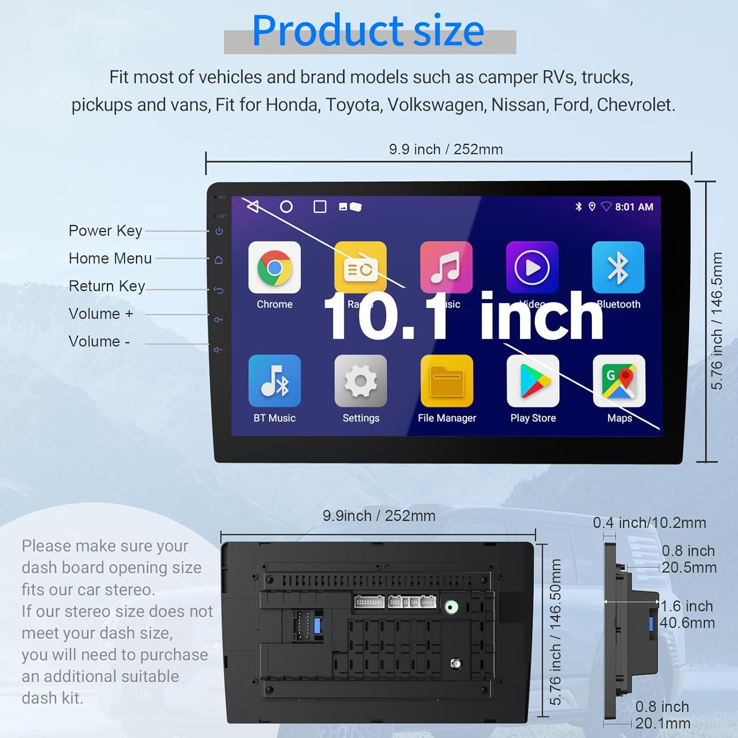 Haudio 10-Inch Android Universal Double Din Car Stereo - Carplay & Android Auto, GPS Navigation, 2GB+64GB, FM Radio, HD Display, Mirror Link, Bluetooth, AHD Backup Camera image number 1