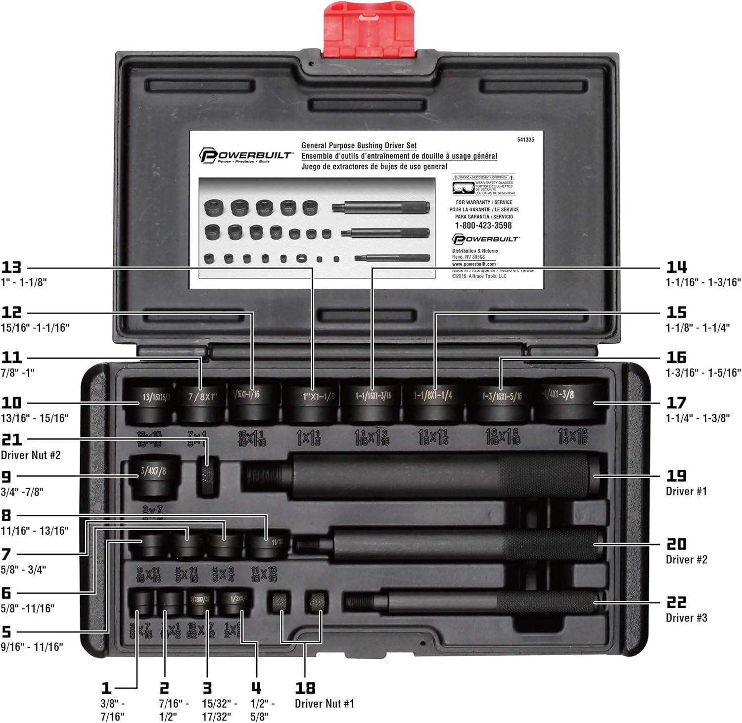 Powerbuilt 641335 General Purpose Bushing Driver Kit image number 2