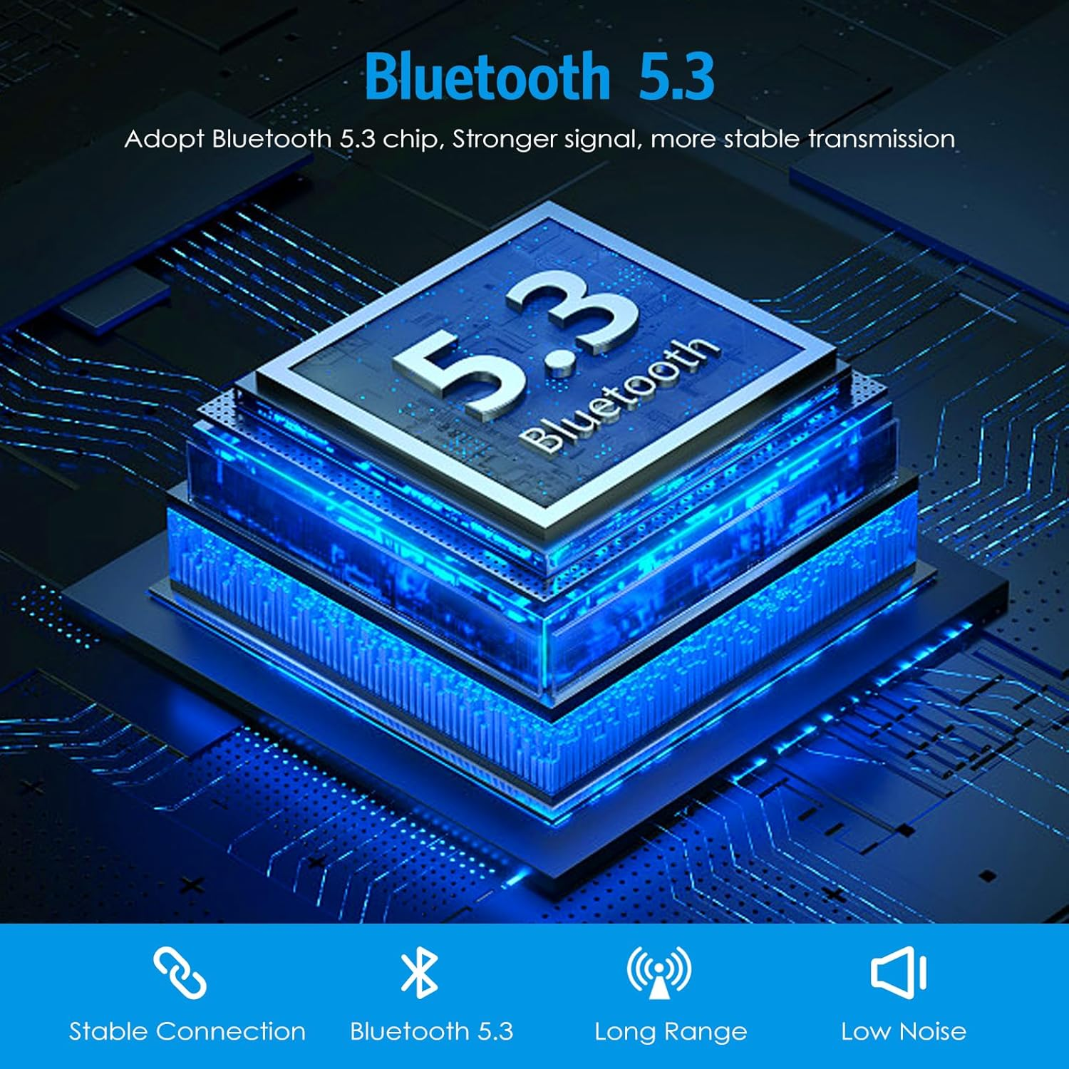 AMIR Bluetooth 5.3 Transmitter and Receiver for Car, 3.5Mm Aux Bluetooth Adapter with Dual Device Connection, Hands-Free Calls, 20H Battery Life Compatible for Speaker Home Stereo TV Headphones image number 1