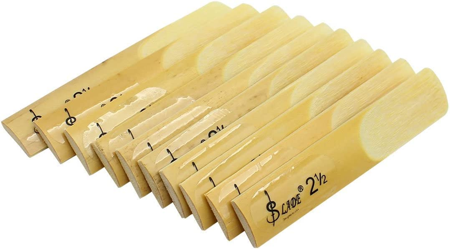 Origlam 【Best Deals】 10Pcs Alto Sax Saxophone Reeds 2.5 Reed Alto Be Saxophone Reeds Lade Bamboo 2-1/2 Reed Strength 2.5 for Clarinet Soprano or Alto Sax image number 5