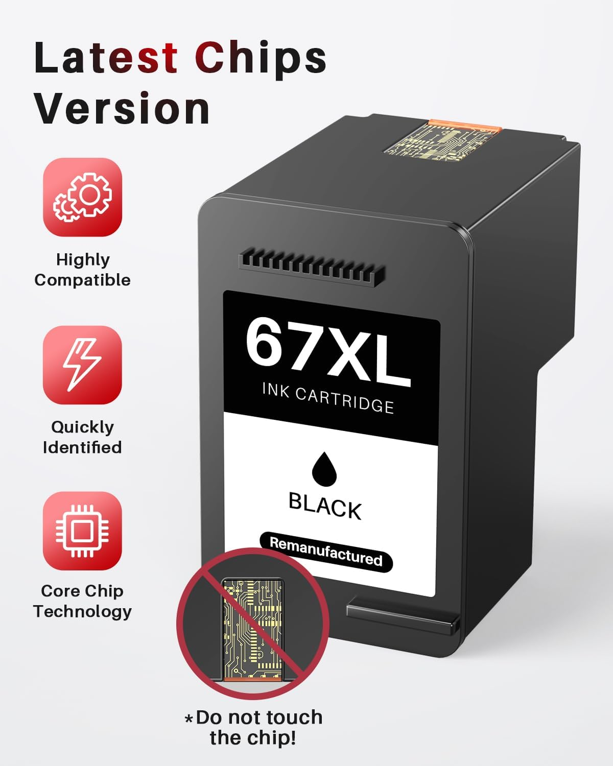 67XL Ink Cartridges Combo Pack Replacement Compatible for HP 67XL 67 XL Work for 6400 6055 6052 6458 2700 2722E 2723E 2755E 2800E 2820E 4100E 4155E 6034E 6420E 6455E 6475 Printer（Black & Tricolor） image number 4