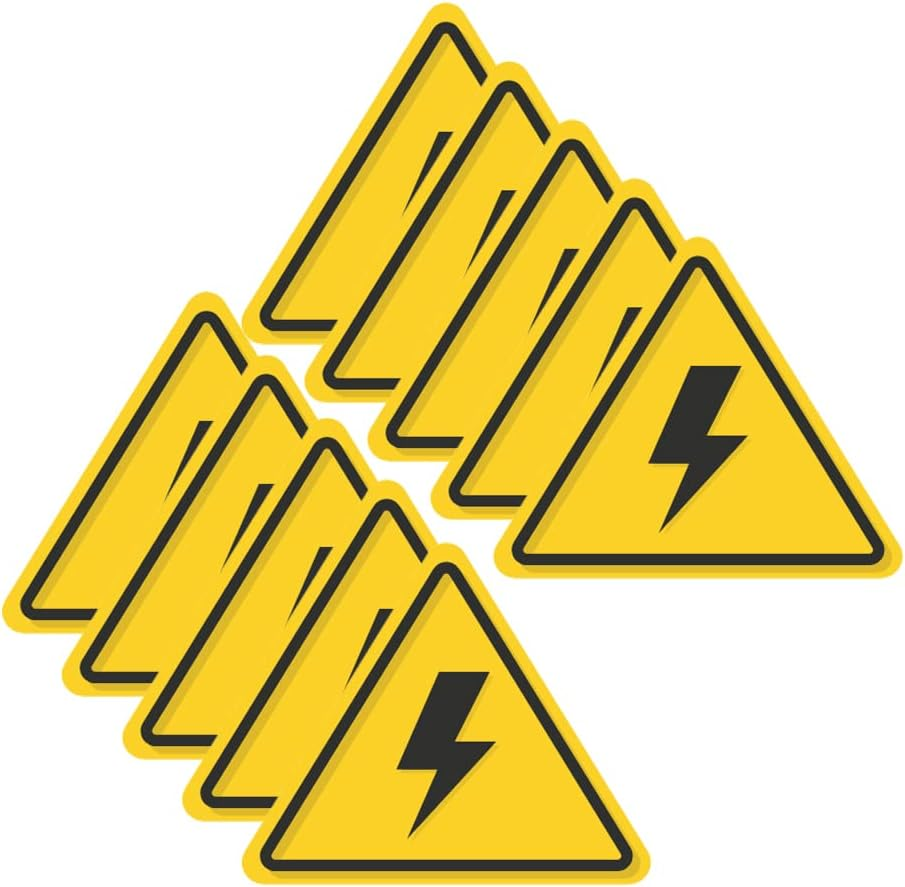 Haobase 10 Pcs Danger Symbol Electrical Hazard Warning Safety Sign Sticker - 5 Cm X 4.2 Cm - Self Adhesive Vinyl image number 2