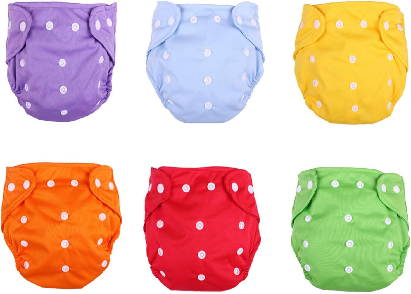 6PCS Pack for Happy Babies Adjustable Washable Reusable Baby Cloth Diapers, Soft Breathable Infant Diapers with TPU Film image number 4