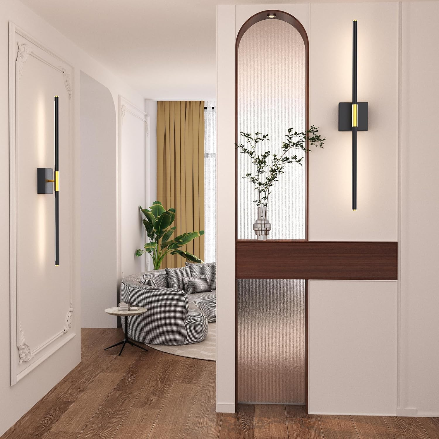 2 Pack Battery Operated Wall Sconces, Wireless 360&deg;Rotate Wall Sconces with Remote Control Dimmable Timing, LED 3 Color Rechargeable Wall Lights for Living Room, Hallway, Bedroom (Black A) image number 4