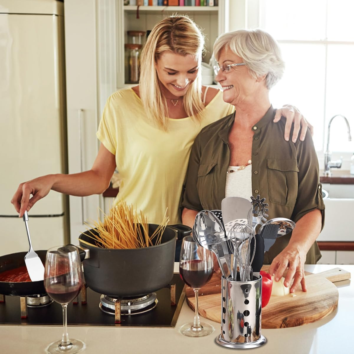 Reanea Kitchen Utensils Set, 39 Pieces Stainless Steel Cooking Utensils Set, Spoon Spatula Set with Sturdy Stainless Steel Utensil Holder, Dishwasher Safe image number 6