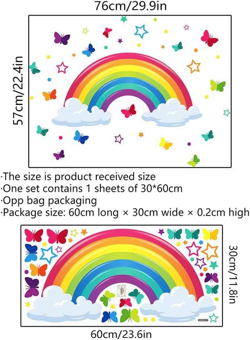 Rainbow Wall Decals Sticker, Butterfly Star Love Wall Decal Living Room Bedroom Children'S Room Kindergarten Rainbow Decorative Wall Decal Cute Stuff for Room for Girls image number 1