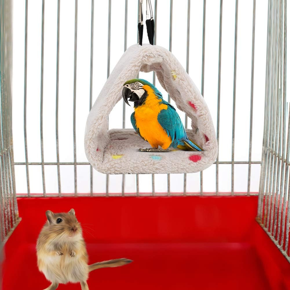 Fdit Plush Bird Nest Winter Warm Plush Hamster Hammock Hanging Cave Cage Birds House Hide for Sugar Glider Parrot Budgie Cockatoo (S) image number 1