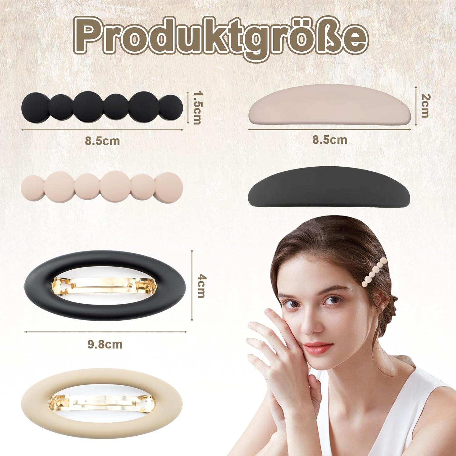 ZOCONE Pack of 6 Women'S French Hair Clips Ellipse Classic Automatic Hair Clips for Hair Clips Women'S Thin Thick Hair (3 Matte Styles) image number 4