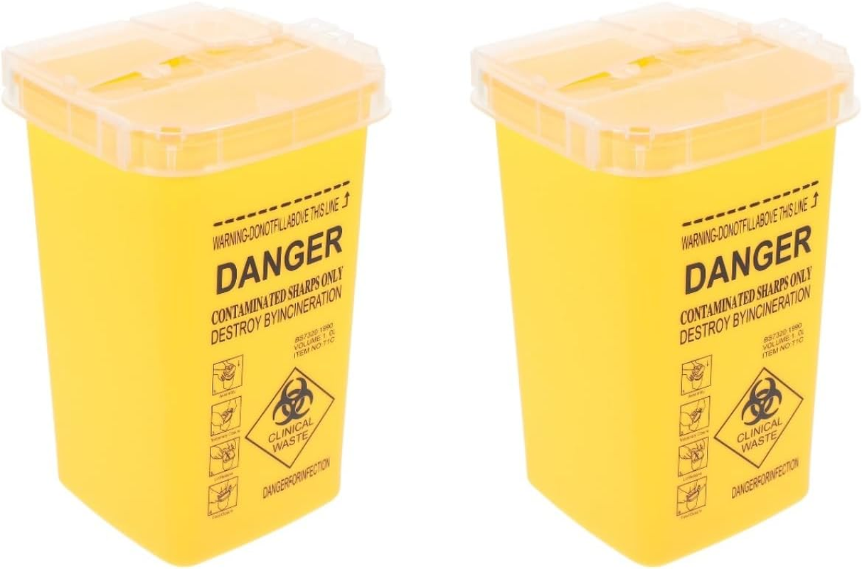 Baluue 2Pcs Waste Sharps Container Tattooing Needle Disposal Containers Sharps Bucket Travel Sharps Container Small Sharps Container Needle Sharps Container Sharps Waste Bucket Pp