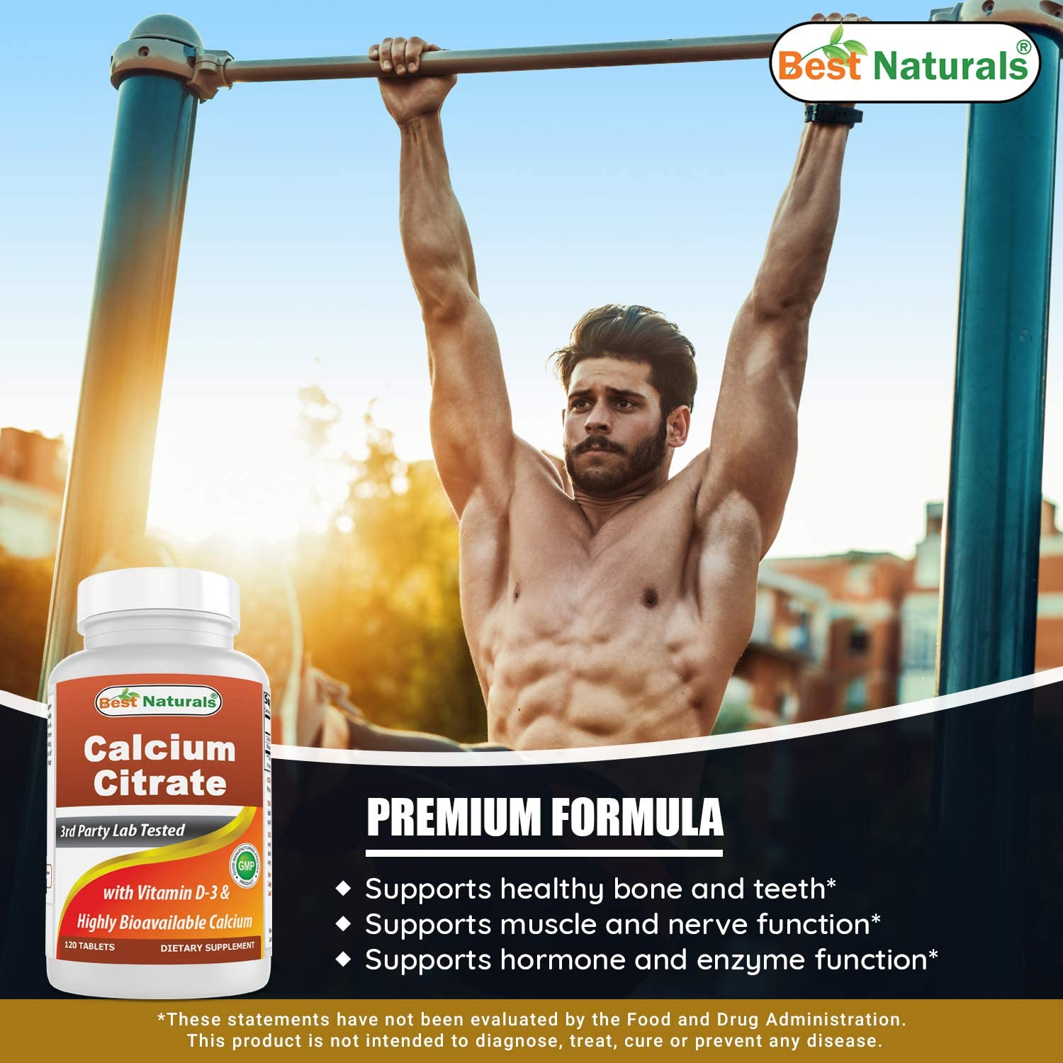 Best Naturals Calcium Citrate with Vitamin D-3 120 Tablets image number 2