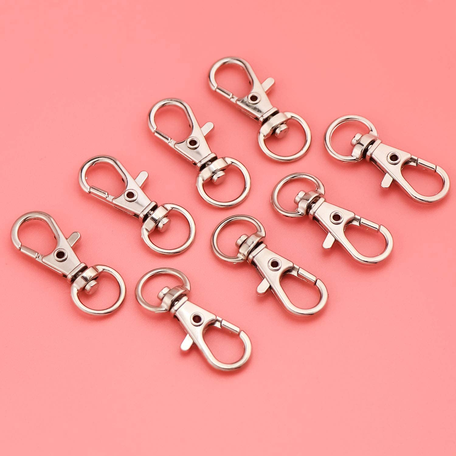 Hysagtek Swivel Snap Hooks (100 Pcs), Silver, Lobster Claw Clasp, Lanyard Clips, Key Rings for Crafts, Jewelry Making Findings image number 5