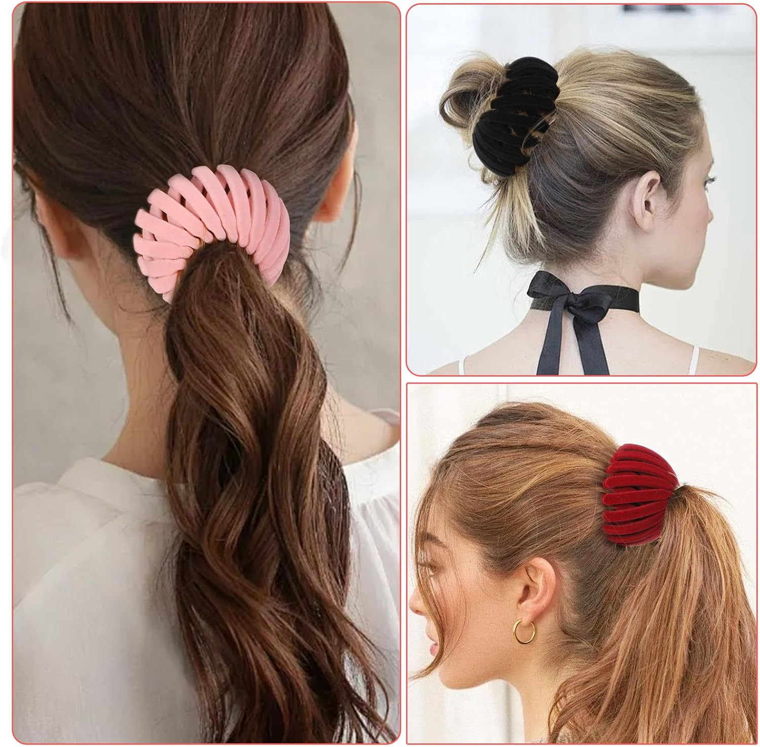 Oruola 4Pcs Bird Nest Hair Clip,Expandable Birds Nest Hair Clip for Women and Girls,Velvet Fabric Hair Nest for Women, Anti-Skid Design, Compatible with Thin and Thick Hair image number 5