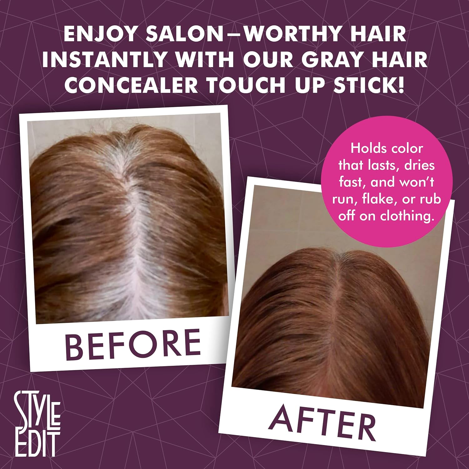 Style Edit Root Touch up Stick for Black Hair, Root Concealer for Gray Hair Coverage, Temporary Hair Color, Premium Hair Shading Sponge Pen, Hair Makeup Root Cover Up, 0.11 Oz Stick