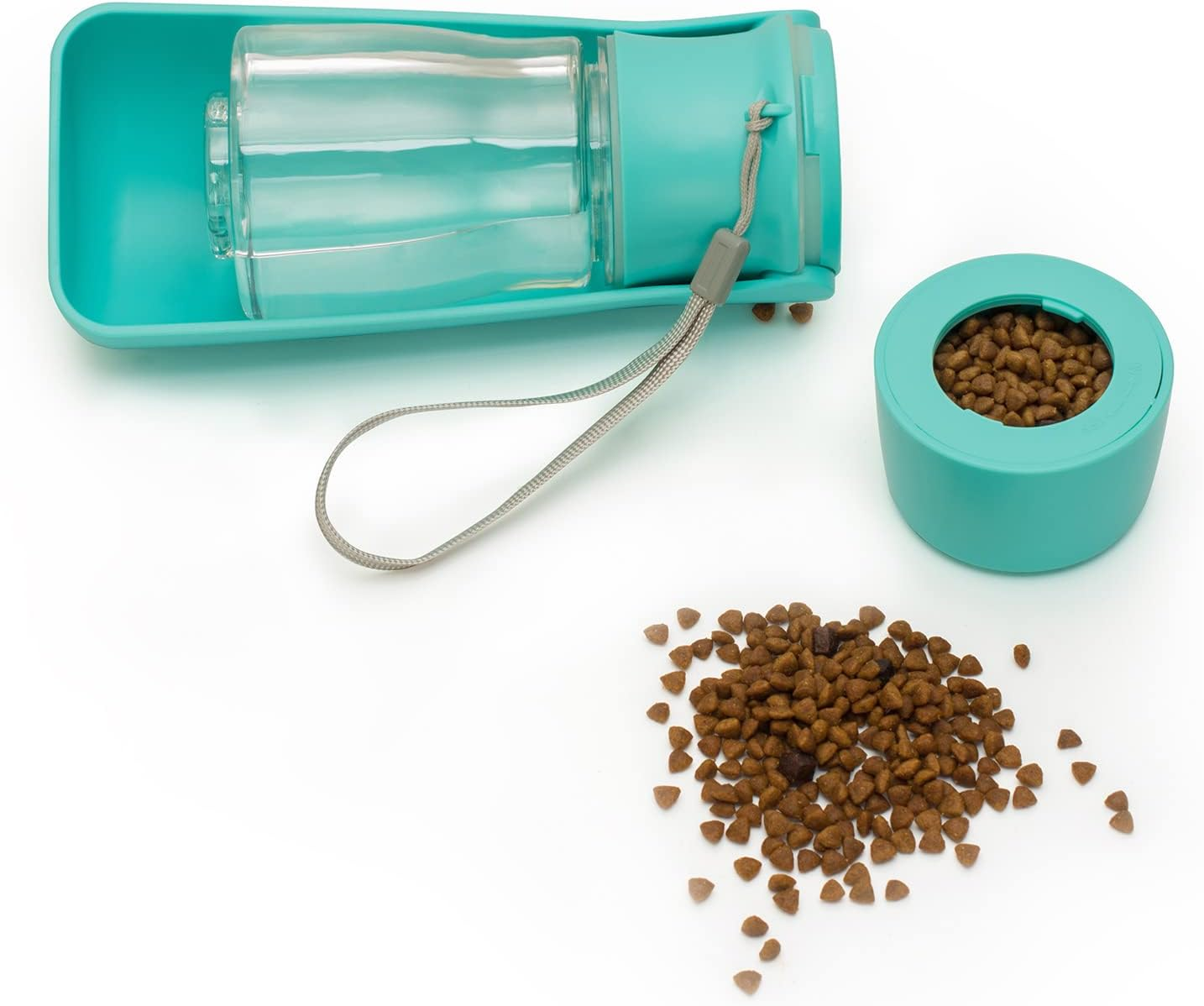 Dog Water Bottle Dispenser - Portable Foldable Pet Water Bottle with Food Container Drinking Feeder for Pet Walking Travel Hiking | Compact Durable Lightweight Leakproof/Pink/Blue (Pink/Blue) (Blue) image number 6