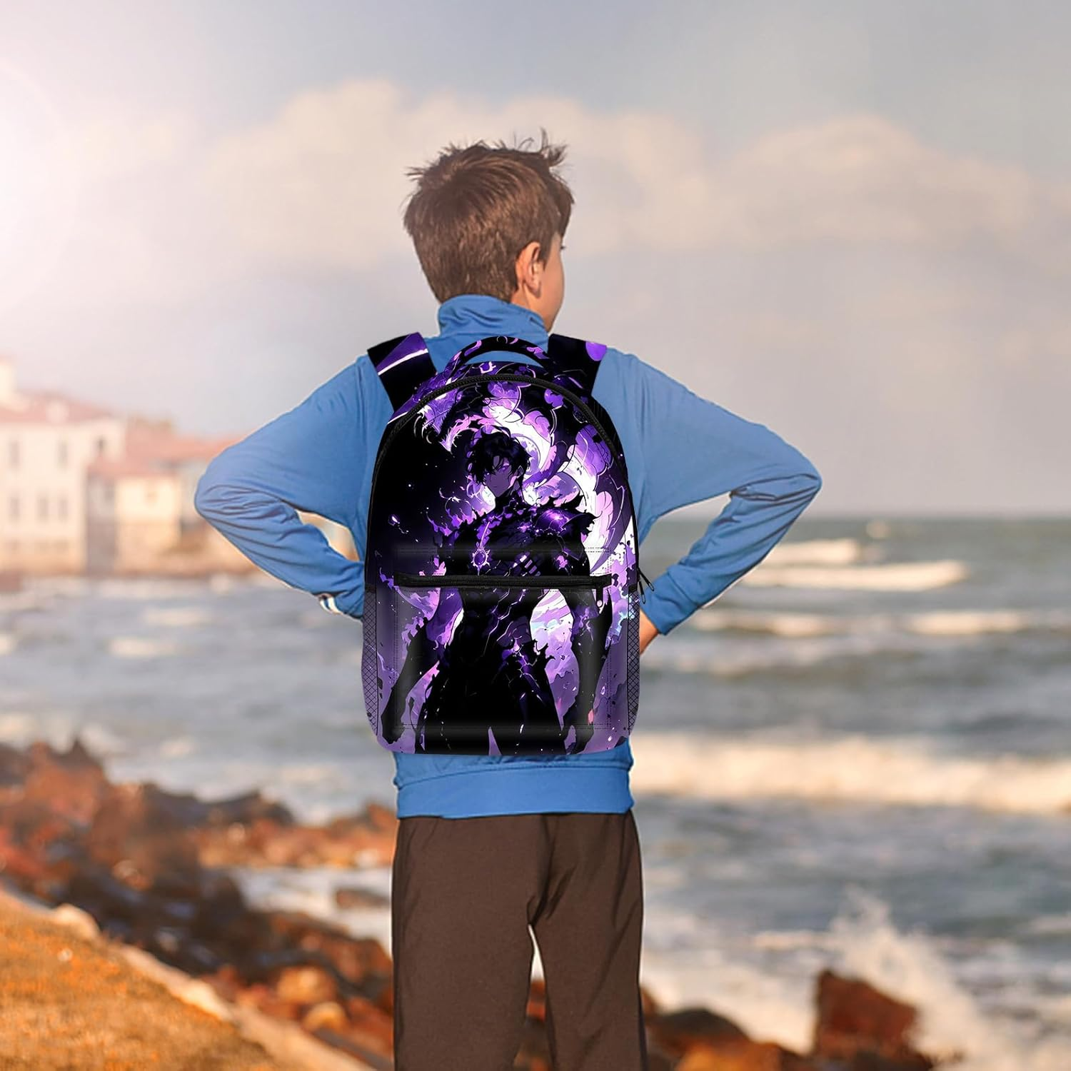 UBBY Solo Leveling 3D Printed Children'S School Backpack for Students - 41 X 30 X 14 Cm (16 Inches) Cool Style School Backpack Children'S Backpacks for Teenagers & Children Book Bags - Stone Statue image number 5