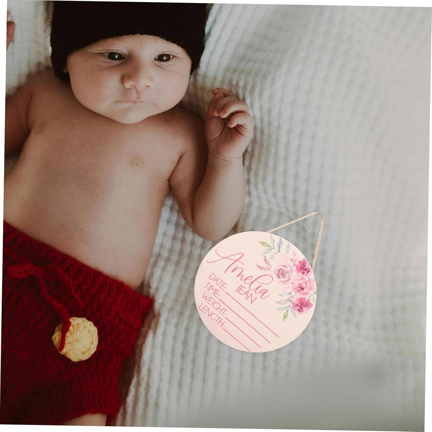 2Pcs Name Announcement Sign for Nursery Wooden Birth Announcement Board for Girls image number 1