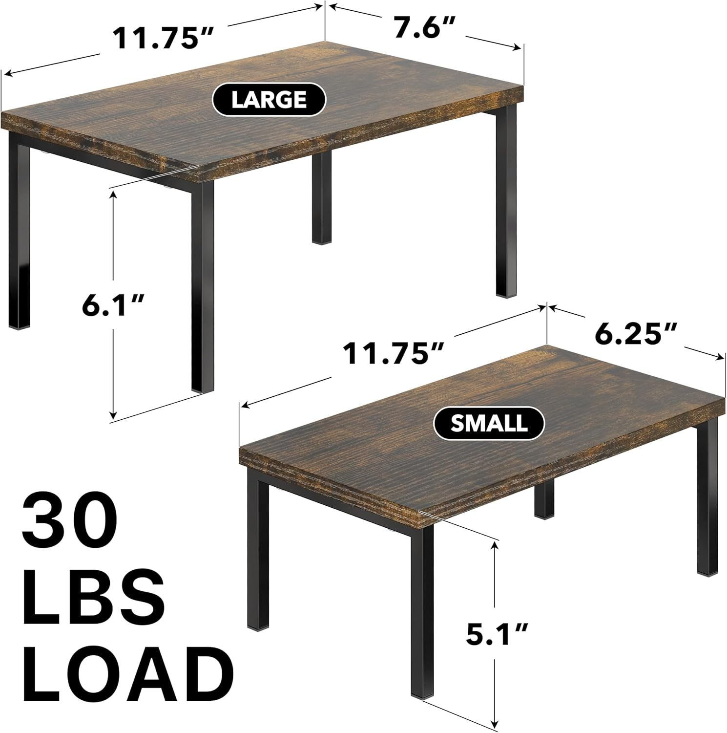 Simple Houseware Stackable Kitchen Counter Shelf, Set of 2, Rustic Brown image number 2