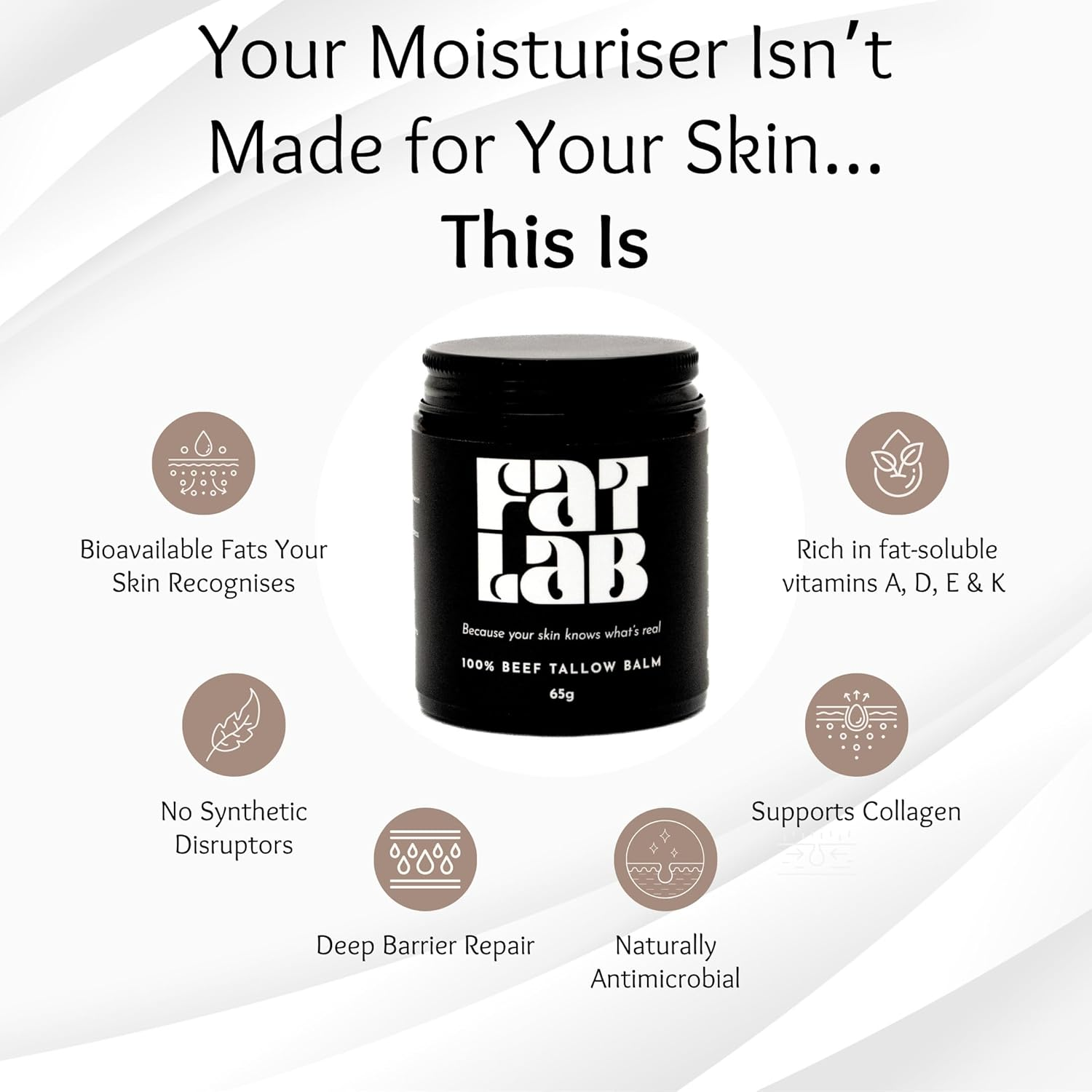 Vanilla-Infused 100% Grass-Fed Beef Tallow Moisturiser 30G image number 1