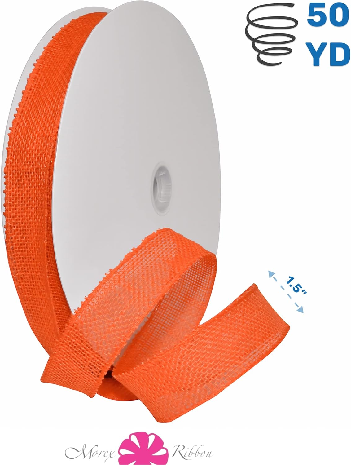 Morex Ribbon 1252.40/50-620 Burlap 1.5" X 50 YD Jute Wired Ribbon, Orange, Arts & Crafts Burlap Roll for Wedding Decor and Easter Decorations, Rustic Christmas Decorations Indoor Home Decor image number 3