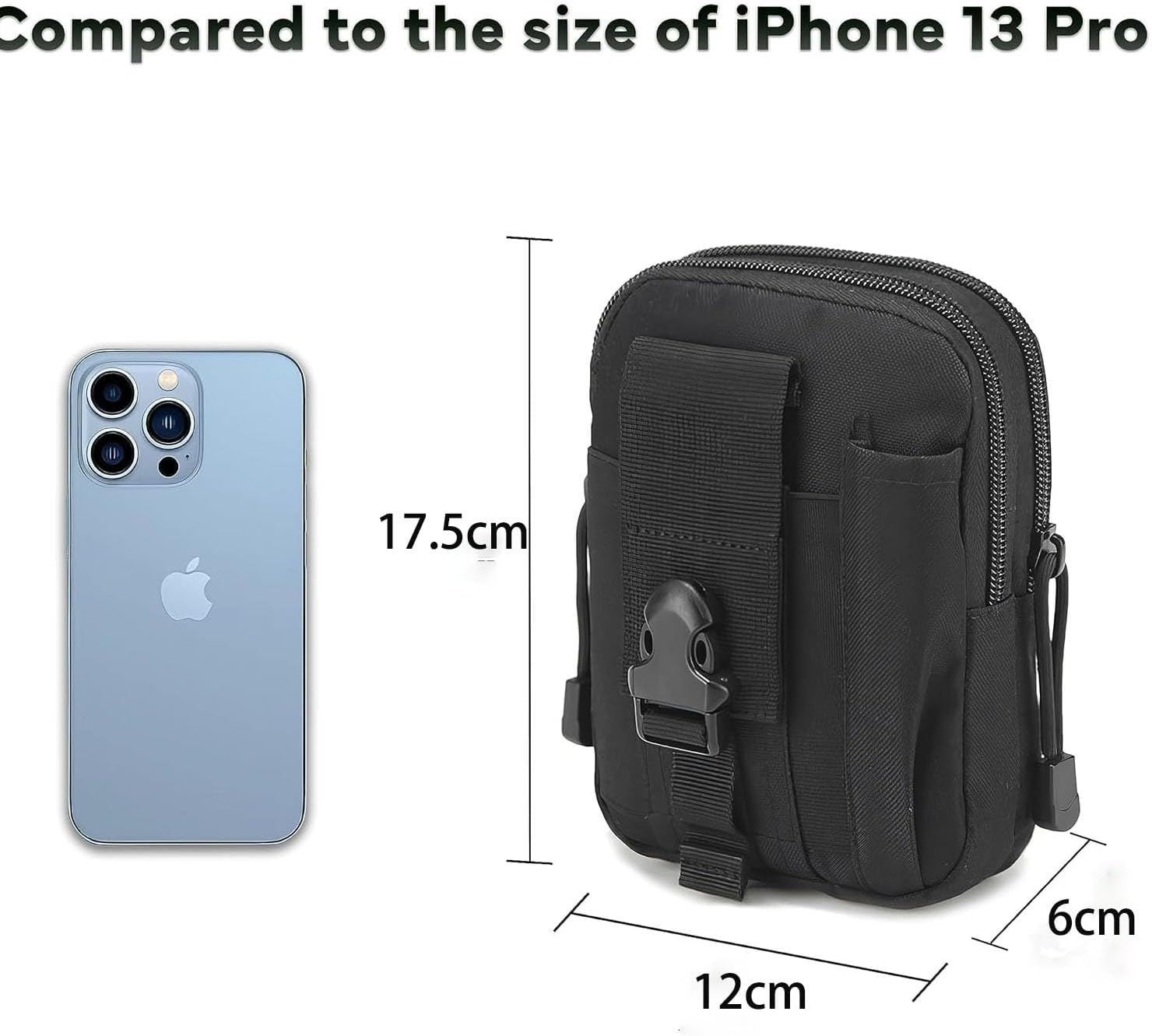 Songholee Tactical Pouch Multipurpose Waist Bag Tactical Holster Military Waist Belt Bag Wallet Pouch Purse Phone Case with Zipper Compatible with Most Models Cell Phone image number 6