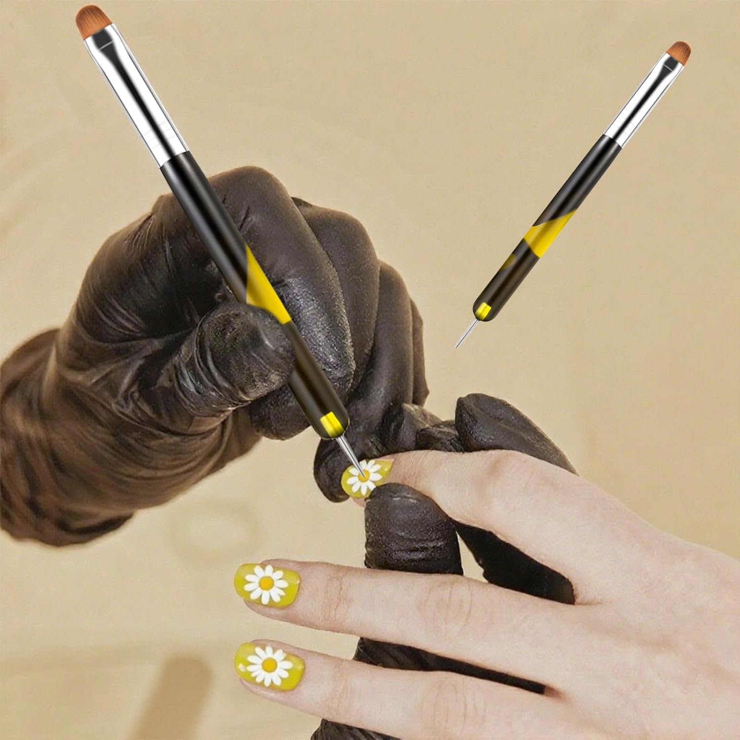 Zvorgath Nail Art Brush - Acrylic Nail Brush, 2-Way French Tip Brush for Professional Manicure Nails Art Design