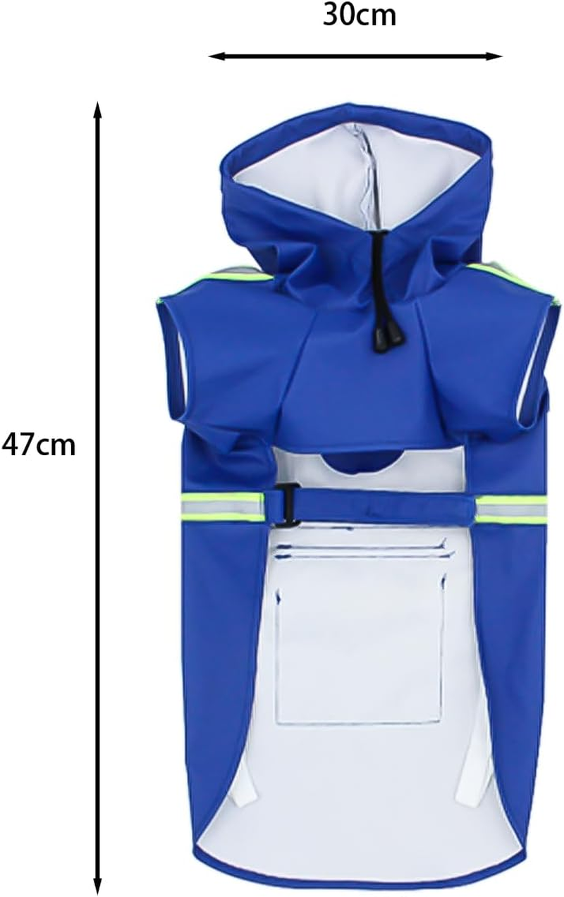 Namvo Dog Raincoat with Reflective Strips, Adjustable, with Hood for Small and Medium Dogs (L, Blue) image number 6