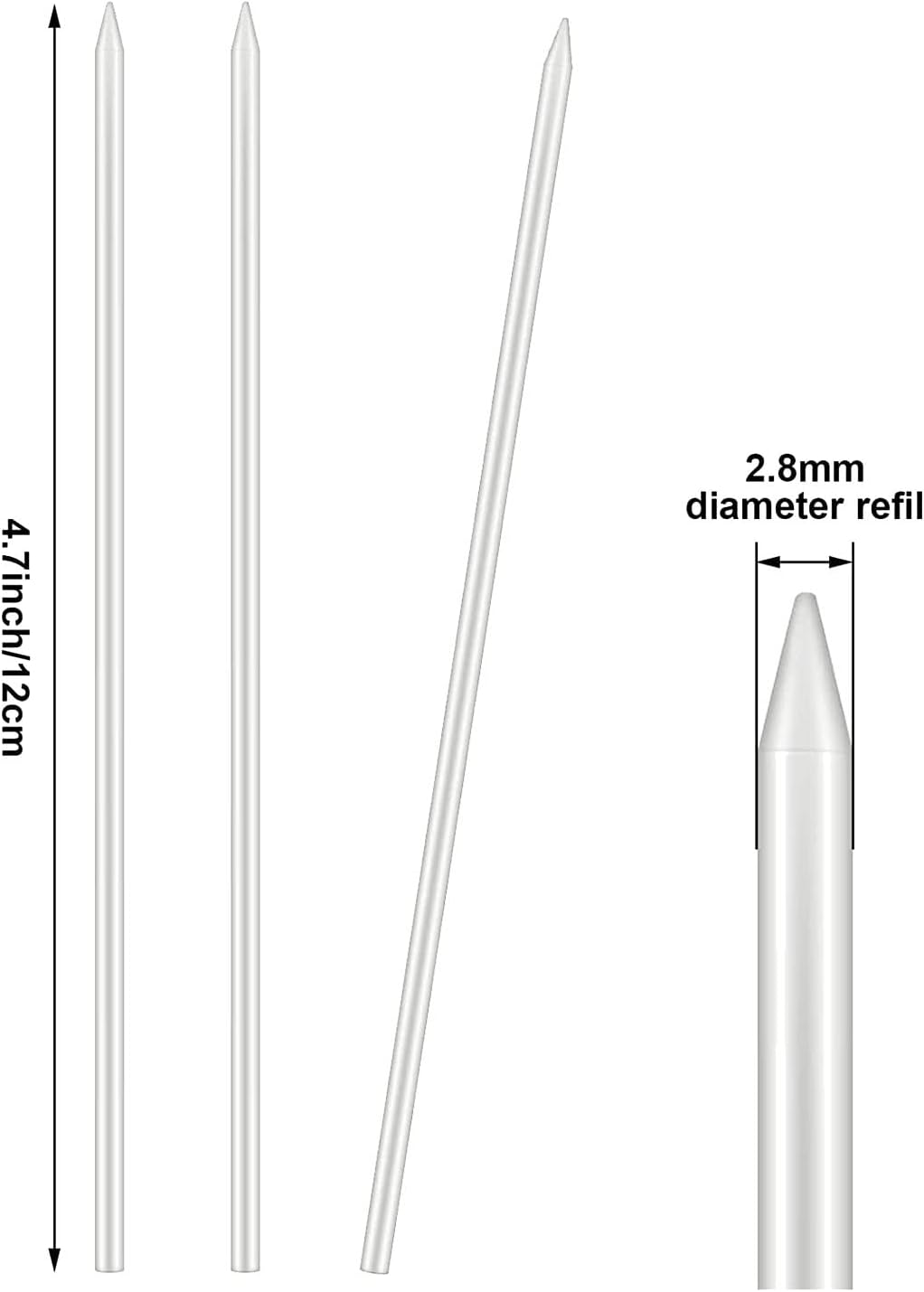 Veumoie 24 Pieces Carpenter Pencil Lead Refills Drawing Refill 2.8 Mm White, Solid Mechanical Pencils Refill Replacement image number 1
