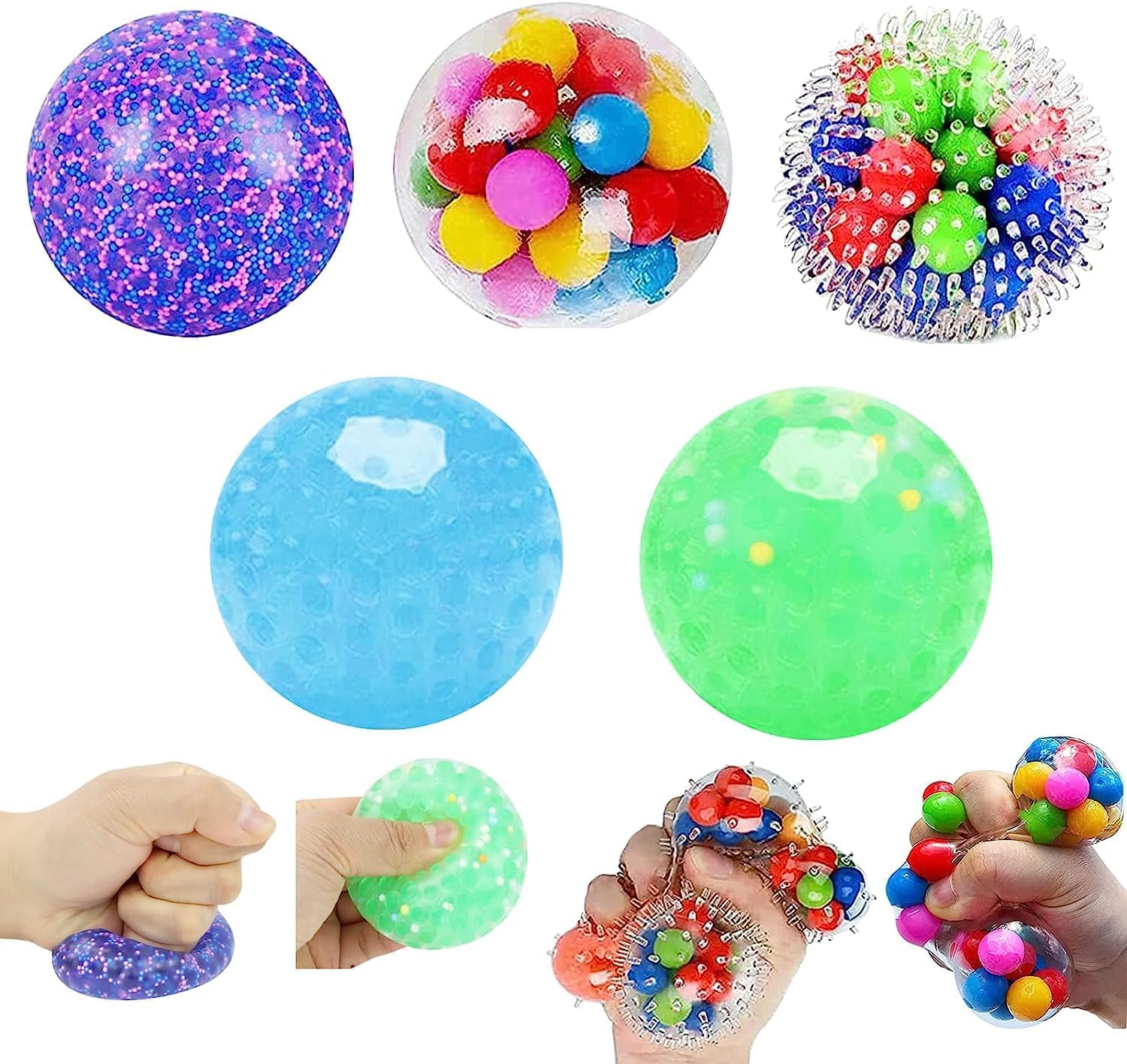 5PACK Stress Balls,Squishy Balls Fidget for Adults Stress Relief, Netos Squishies Ball Sticky Balls, Squeeze Balls Durable Colorful Ball image number 2