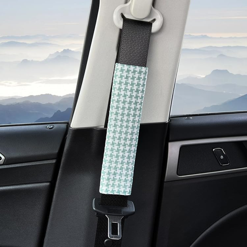 2PCS Car Seat Belt Cover, Soft Auto Seatbelt Shoulder Pad, Cotton and Linen Safety Belt Protector, Comfortable Seatbelt Strap Protection, Universal Automotive Interior Accessories (Green, One Size) image number 2