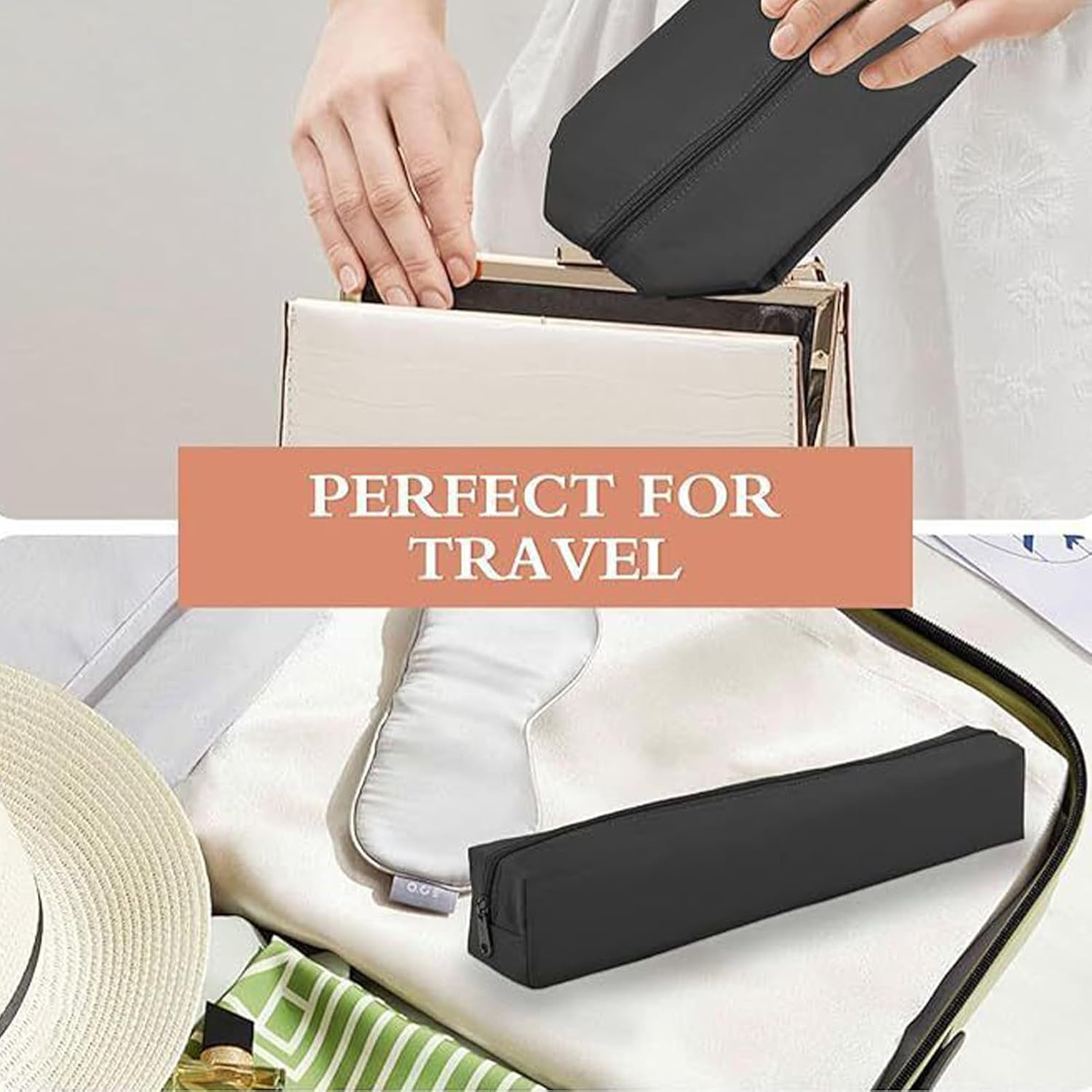 Heat Resistant Curling Iron Bag - Hair Styling Tools Organizer | Portable Storage for Curling Irons, Brushes Cosmetics, Gym Travel, Luggage Drawer & Home Dresser 3.15X3.35X17.72In image number 6