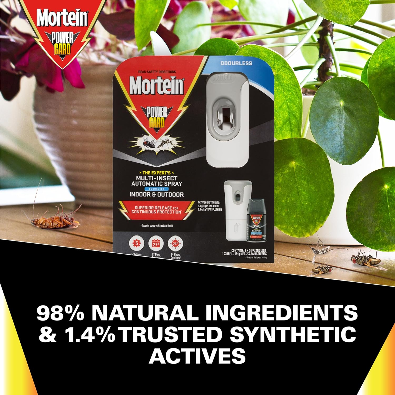 Mortein Powergard Indoor & Outdoor Insect Killer Automatic Diffuser Kit