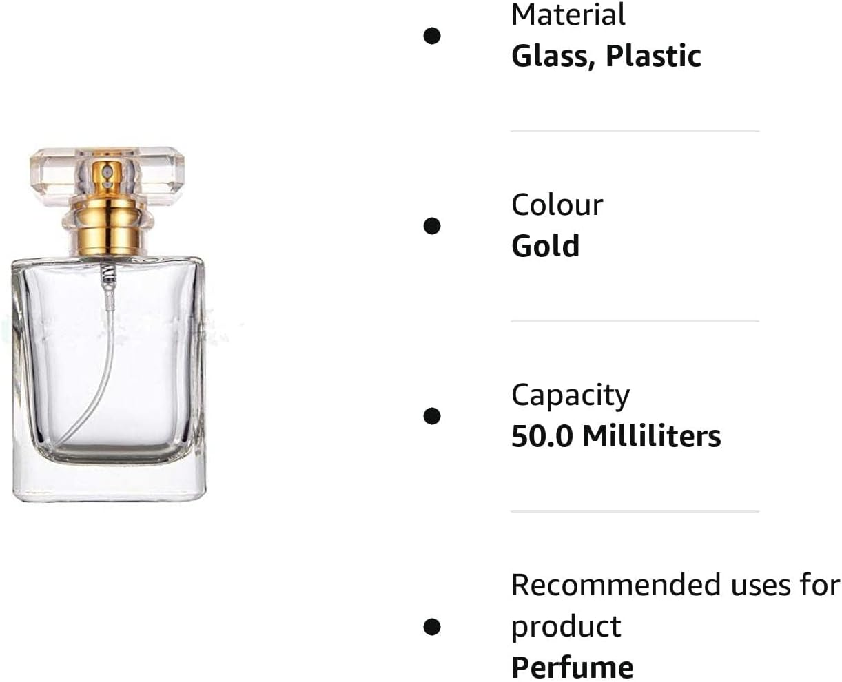 Z&eacute;nitude Glassworks 100Ml Empty Glass Perfume Spray Bottle Refillable Rectangular Gold image number 1