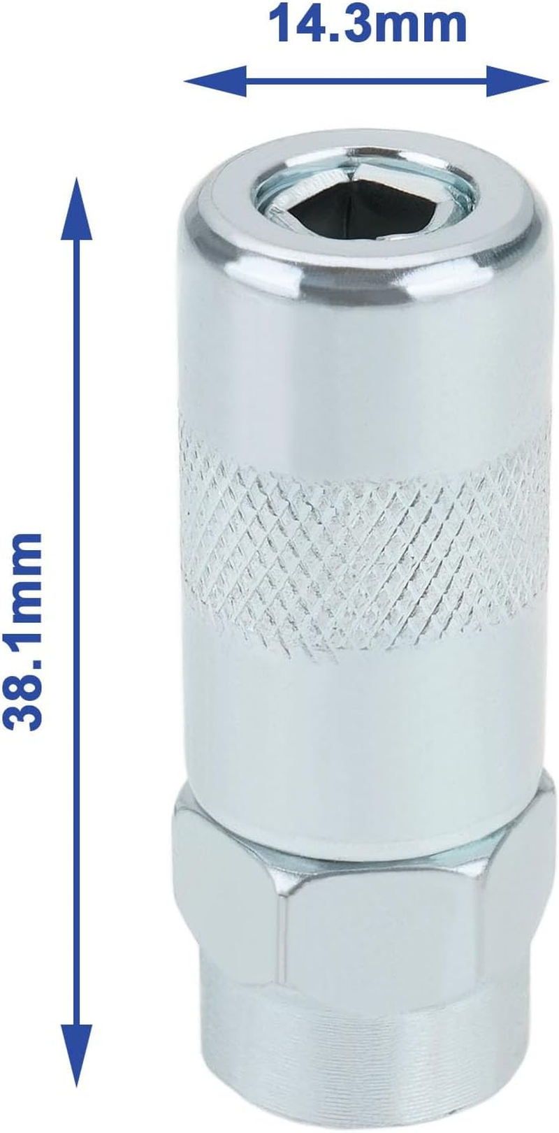 Ecsing 2PCS Grease Gun Couplers Compatible with Milwaukee 2446-20 2646-20 2646-21CT 2646-22CT 49-16-2649 Connection 1/8 Inch FNPT Internal Thread 1/8-27 Inch NPT Silver image number 4