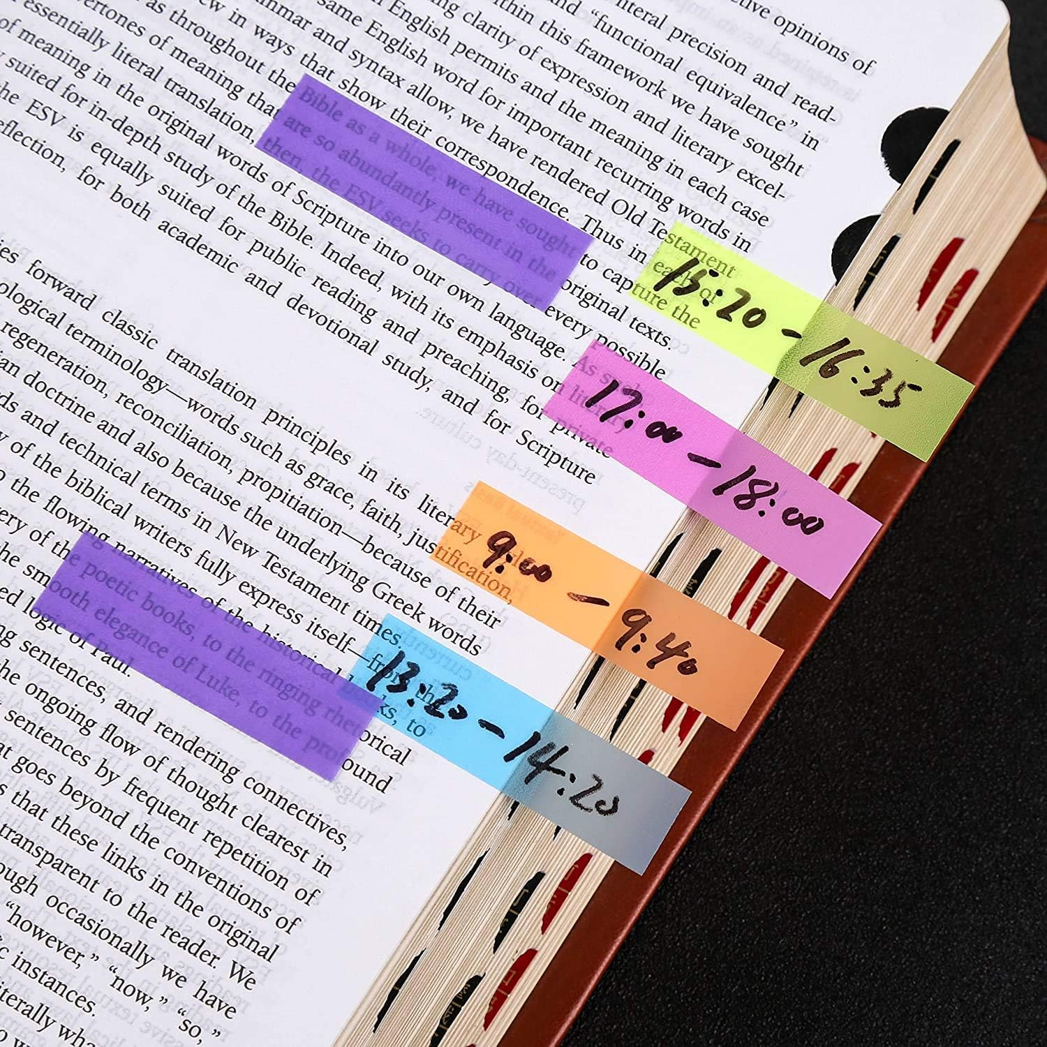 JASLY 4 Sets Neon Page Markers Colored Index Tabs, Fluorescent Sticky Note for Page Marker, 560Pcs (560) image number 3