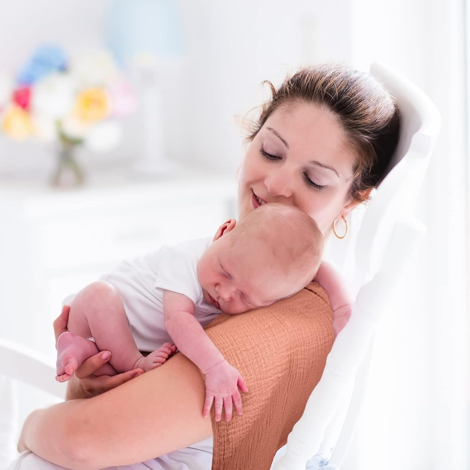 5 Count Muslin Burp Cloths Cotton Burping Rags Large 20 X 10 Inch 6 Layers Spit up Rags Soft Absorbent Multicolor Wash Cloths Diapers(Mixed Colors Series)