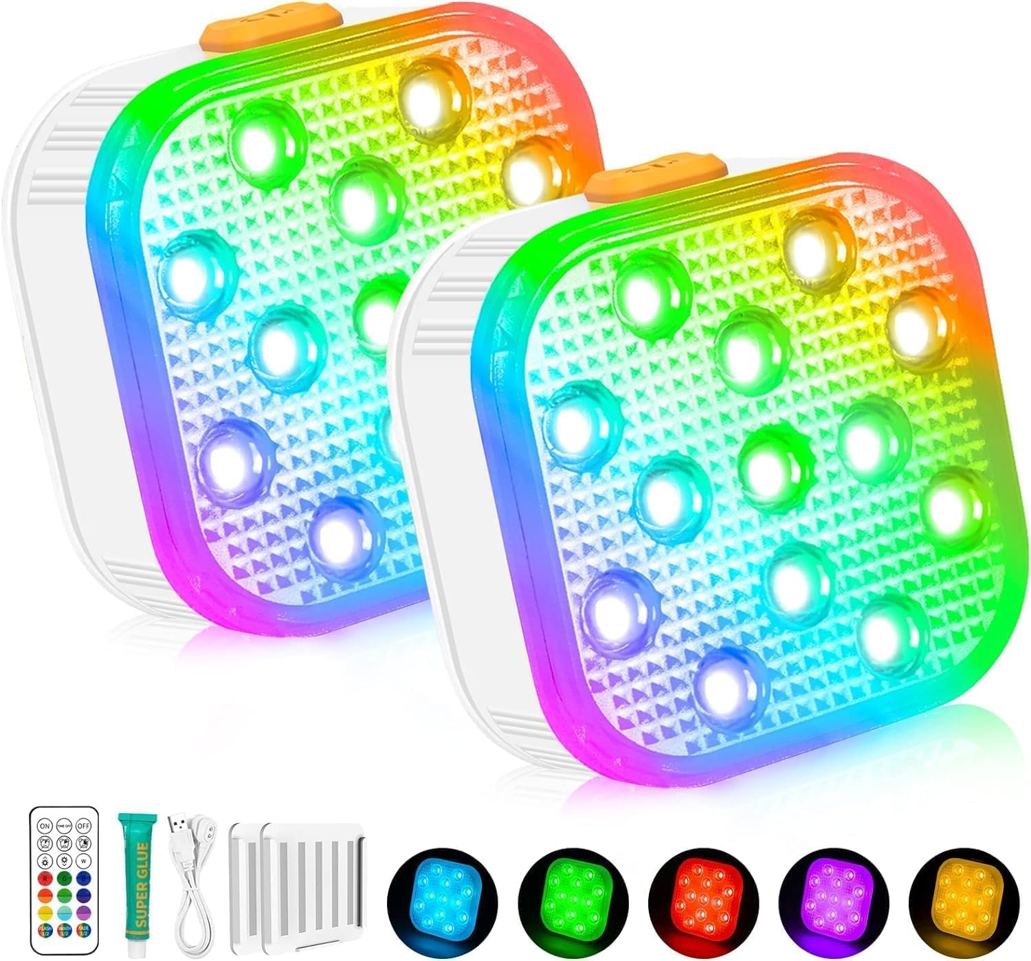 Rechargeable Submersible Pool Lights with Remote, Waterproof Underwater Charging Battery Operated Controlled 16 Color Changing LED with Floating Lights Pool Pond Decoration 2 Pack image number 5