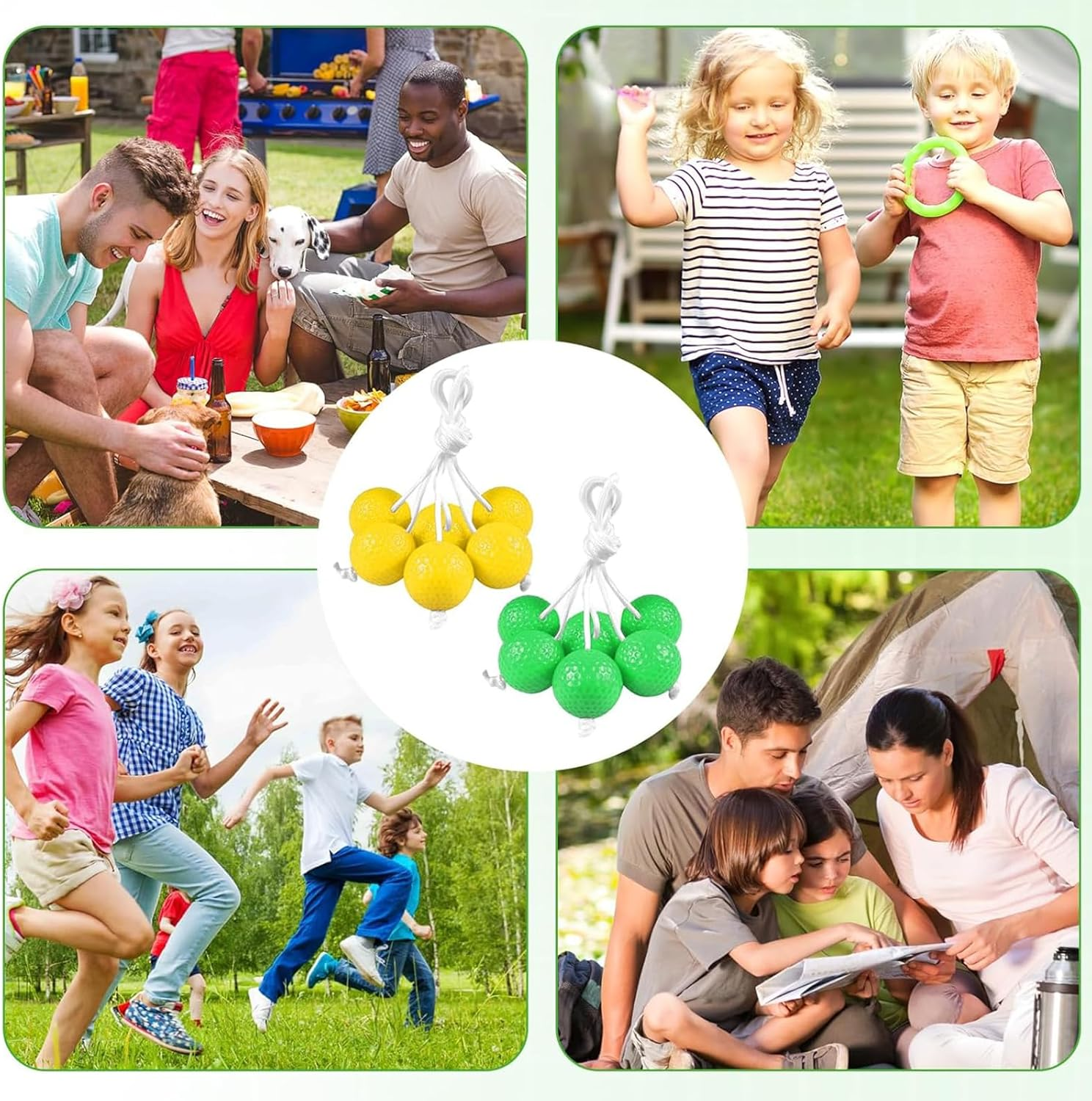 6 Pairs Golf Balls, Outdoor Ladder Golf Balls, 40 Mm Hard Golf Training Balls, Bolas Toss Toss Game, Ladder Toss Balls, for Group Activities, Children'S Activities, Family Interaction Games - Green + image number 2