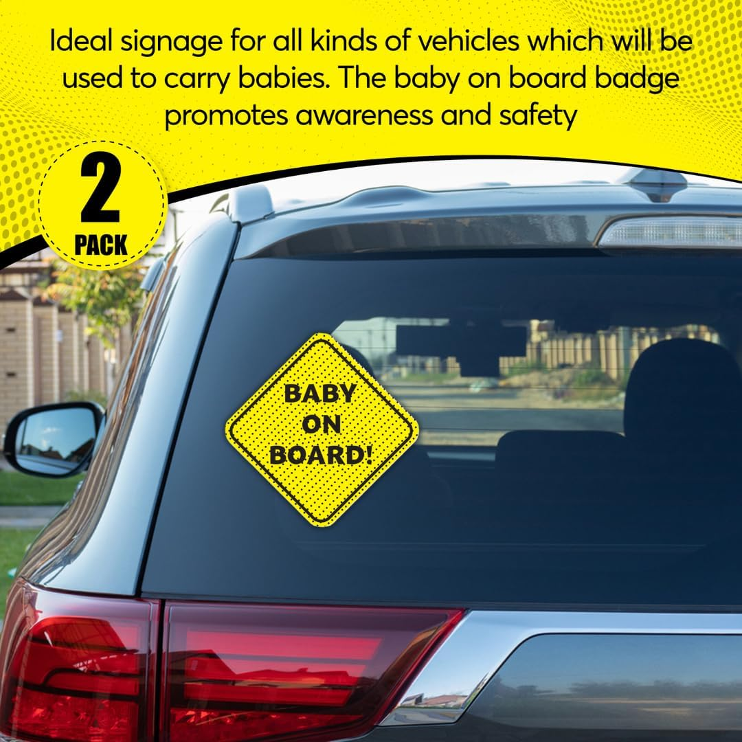 Baby on Board Sign for Car | Better than Suction | Micro-Perforated Vinyl Car Stickers | 2 Pack | Durable & Strong Adhesive | Weatherproof | Easy to Apply & Remove | 5" X 5" (Text Only) image number 5