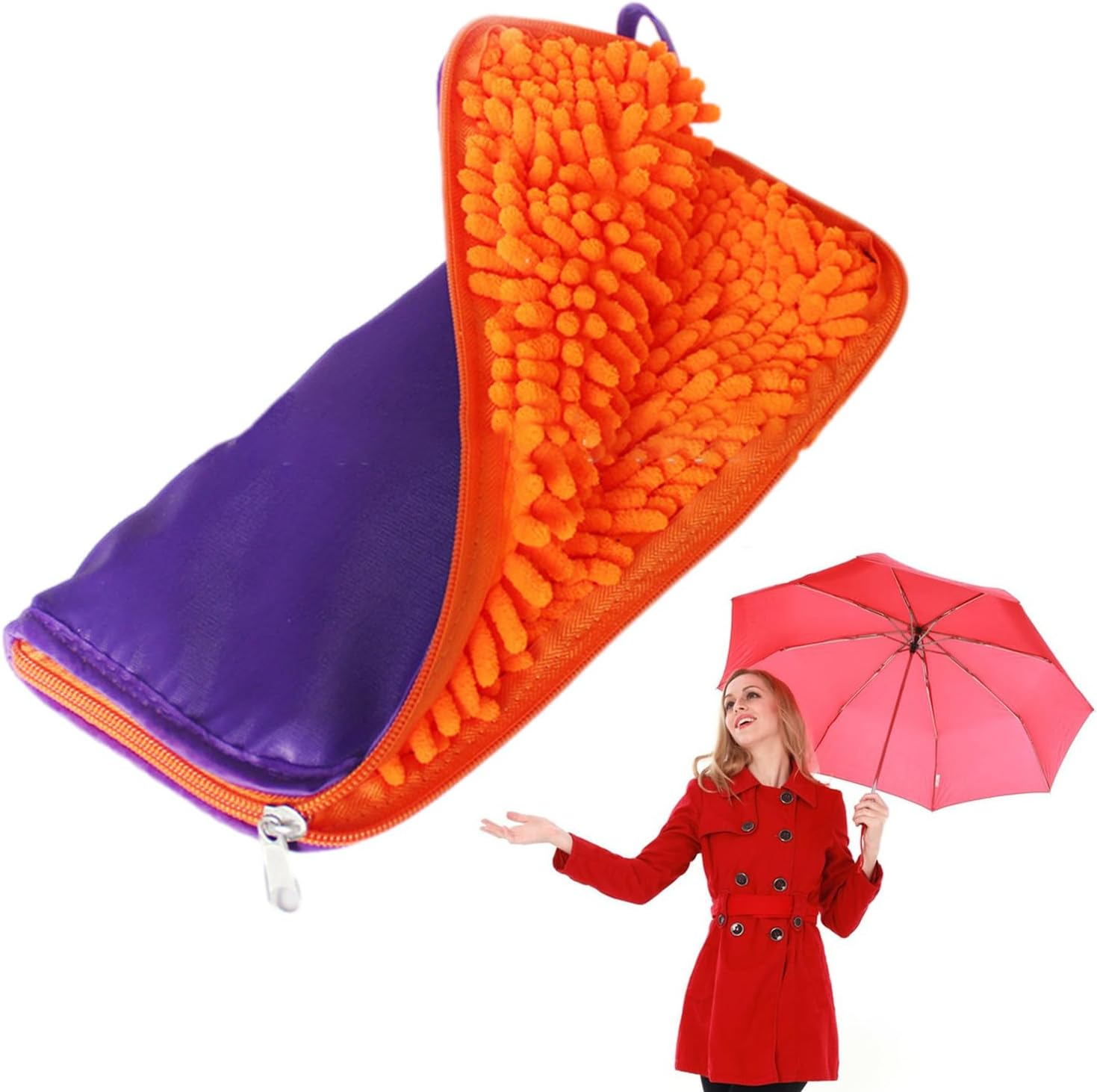Waterproof Absorbent Umbrella Storage Bag | Folding Umbrella Cover Case Portable Zippered Closure Pouch for Commute Work School,Exquisite Wet Travel Umbrella Case,Strong Water Absorption Umbrella Case