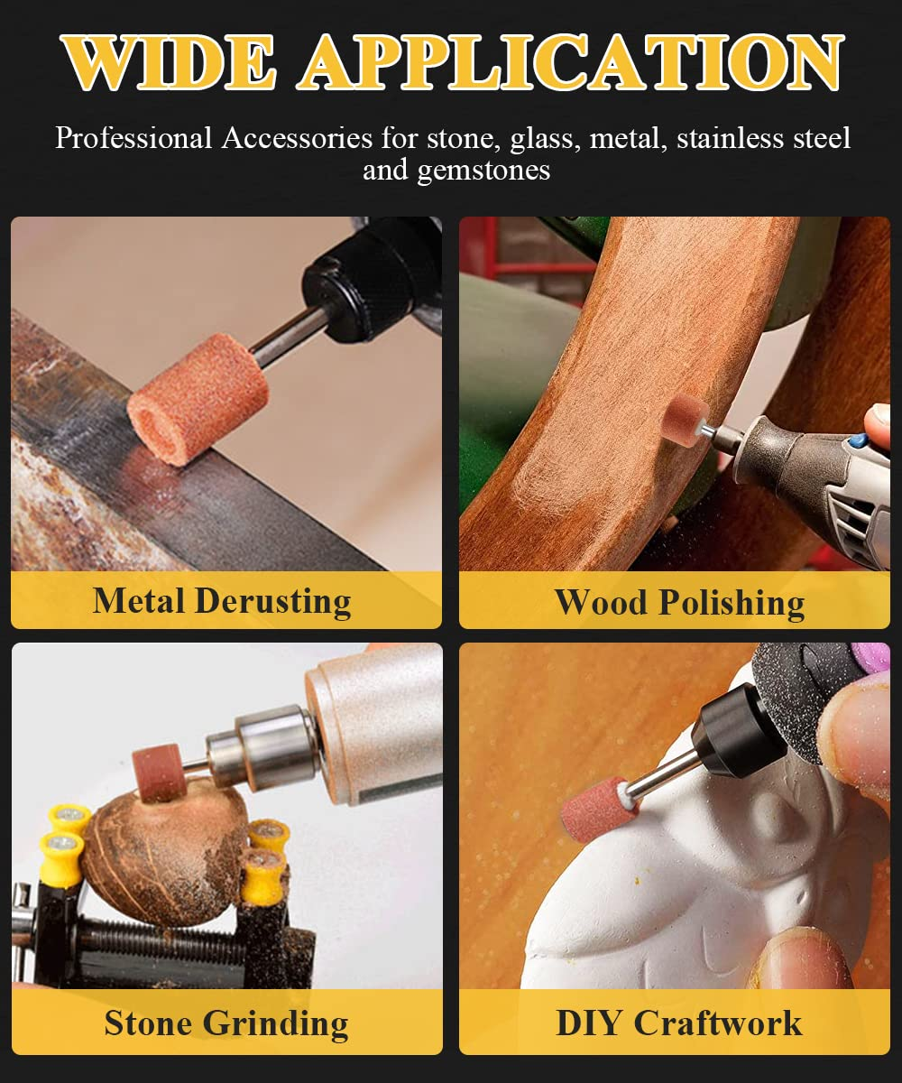 Sanding Bits for Dremel Rotary Tool, Grinding Stone Sanding Drill Bits with 1/8" Shank, Aluminium Oxide Tough Enough to Metal Rust Removal/Smoothing/Sharpening, Different Shape Meet More Needs, 42Pcs image number 5