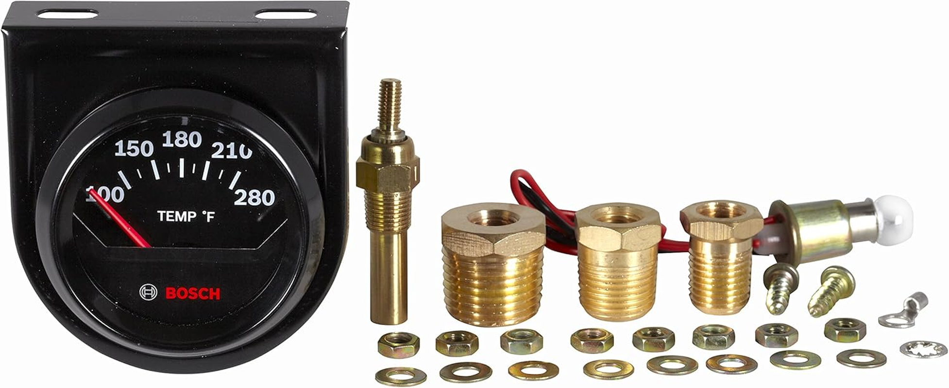 Actron Bosch SP0F000049 Style Line 2" Electrical Water/Oil Temperature Gauge (Black Dial Face, Black Bezel) image number 2