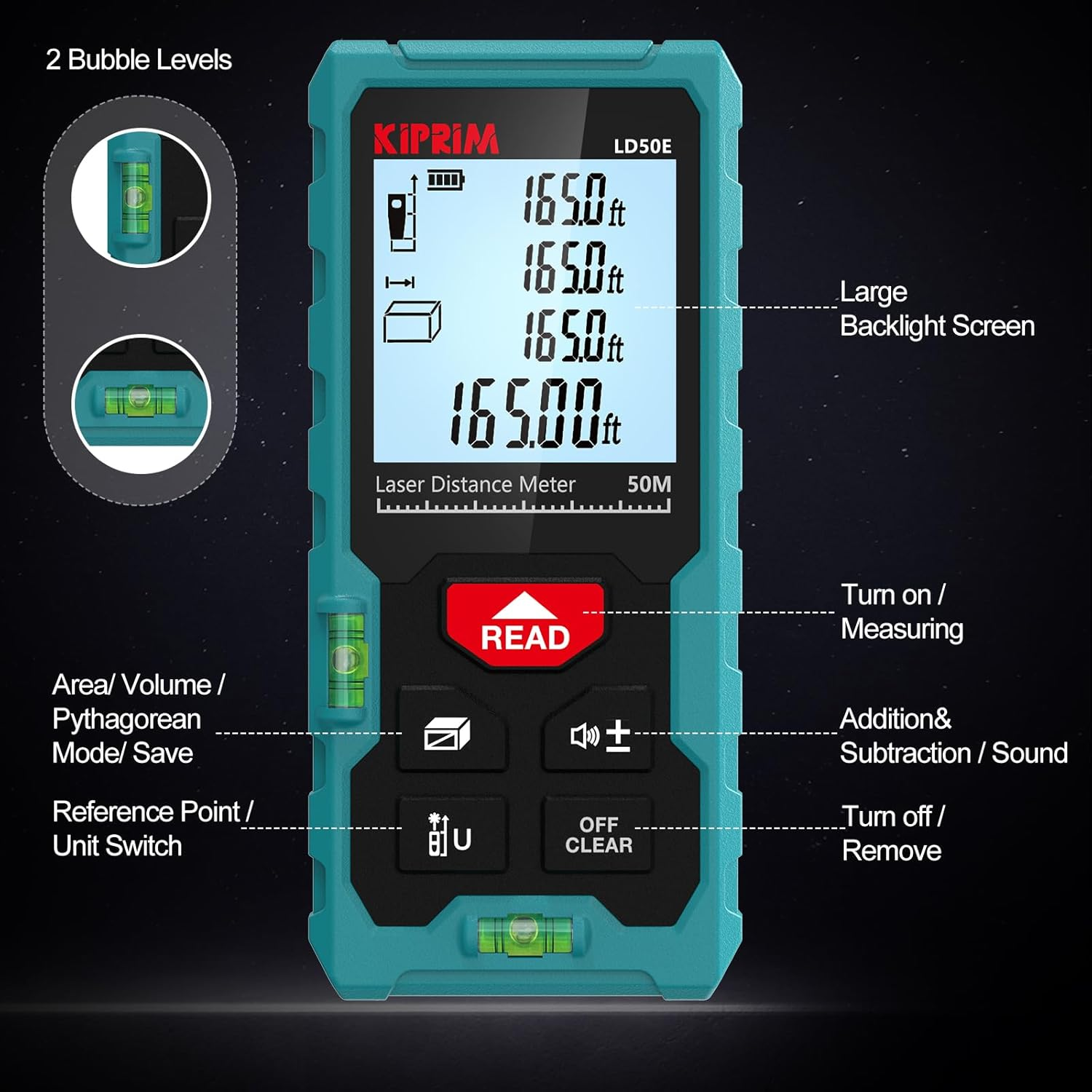 Kiprim Laser Distance Meter LD50E 50M,Ld70E 70M,Ld100E 100M,Ld120E 120M image number 3