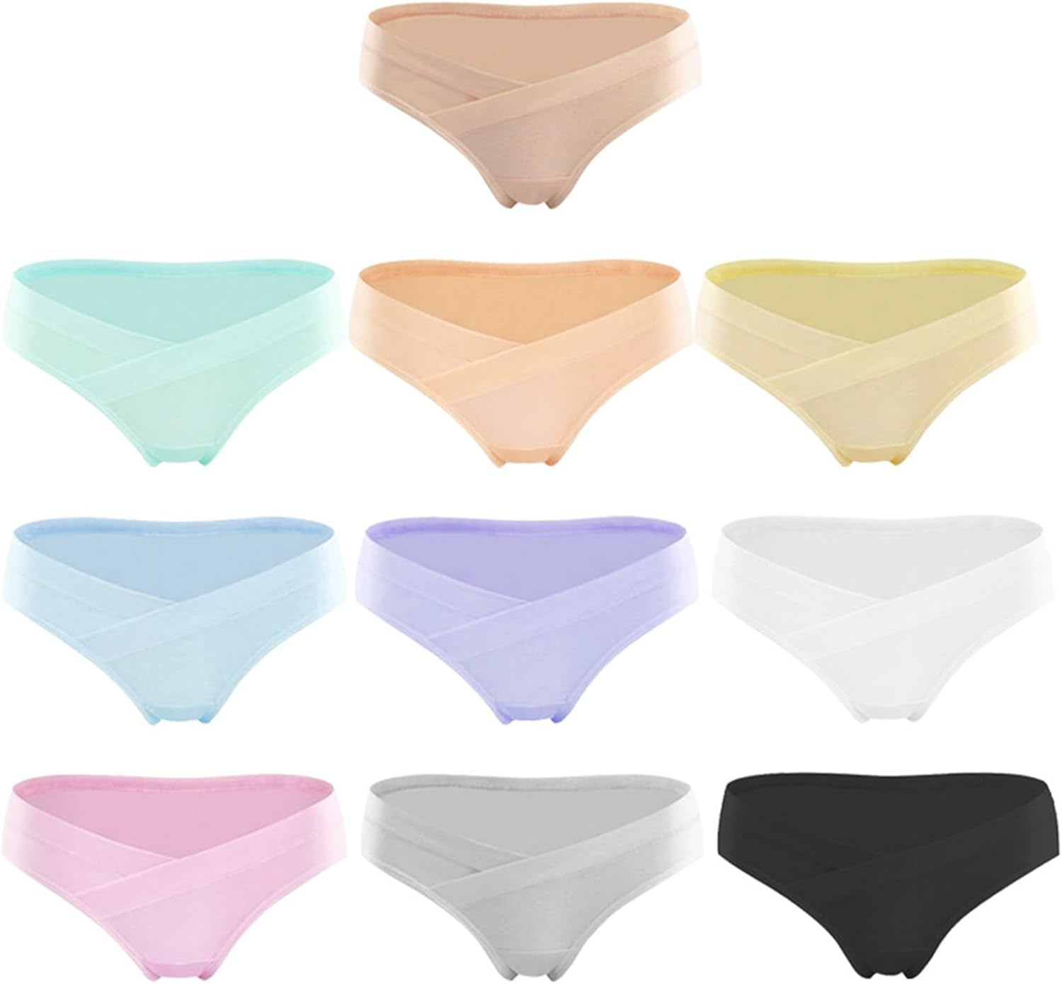 10-Pack Women'S Cotton Maternity Panties under the Bump Hipsters Low Waist Pregnancy Briefs U-Shape image number 3