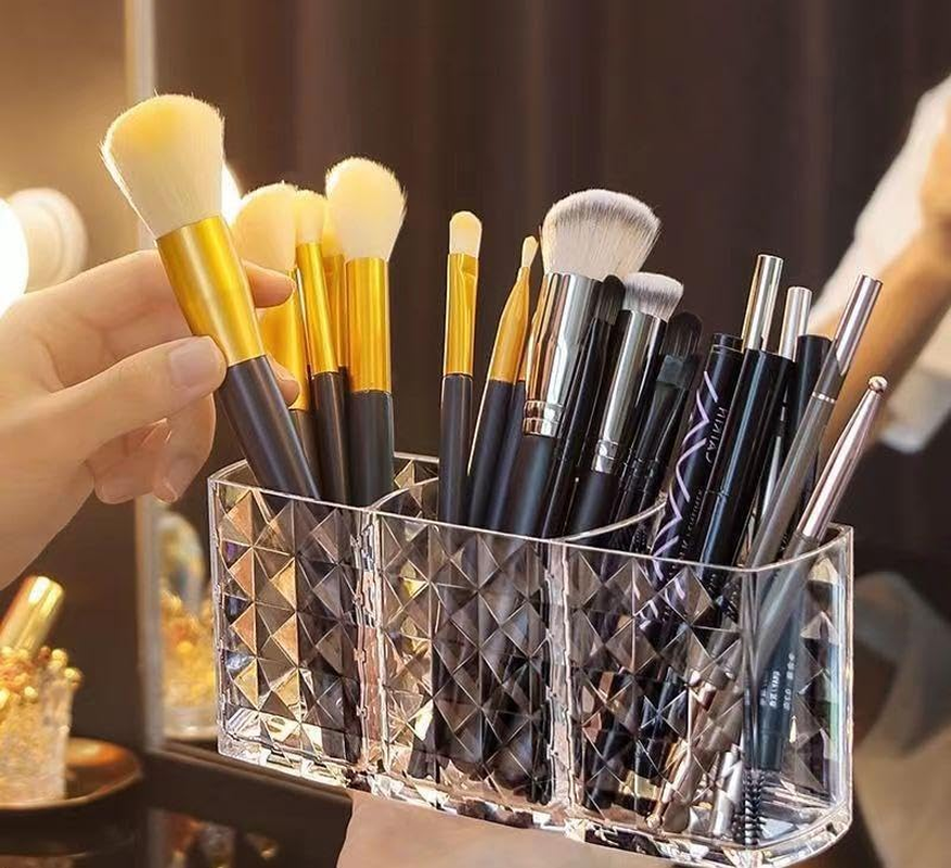 Acrylic Makeup Finger Nail Art Tool Organizer 3 Spaces for Storing Beauty Nail Art Kit Tools (Transparent, One Size) image number 5