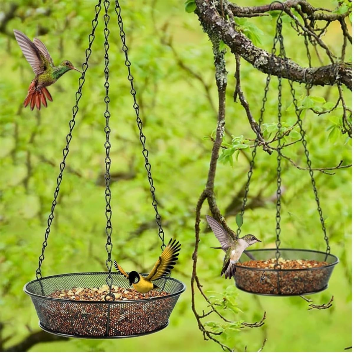 1Pcs Metal Mesh Platform Feeders for Birds, Hanging Bird Feeder Dispenser,Hanging Tray,Bird Platform Seed Tray