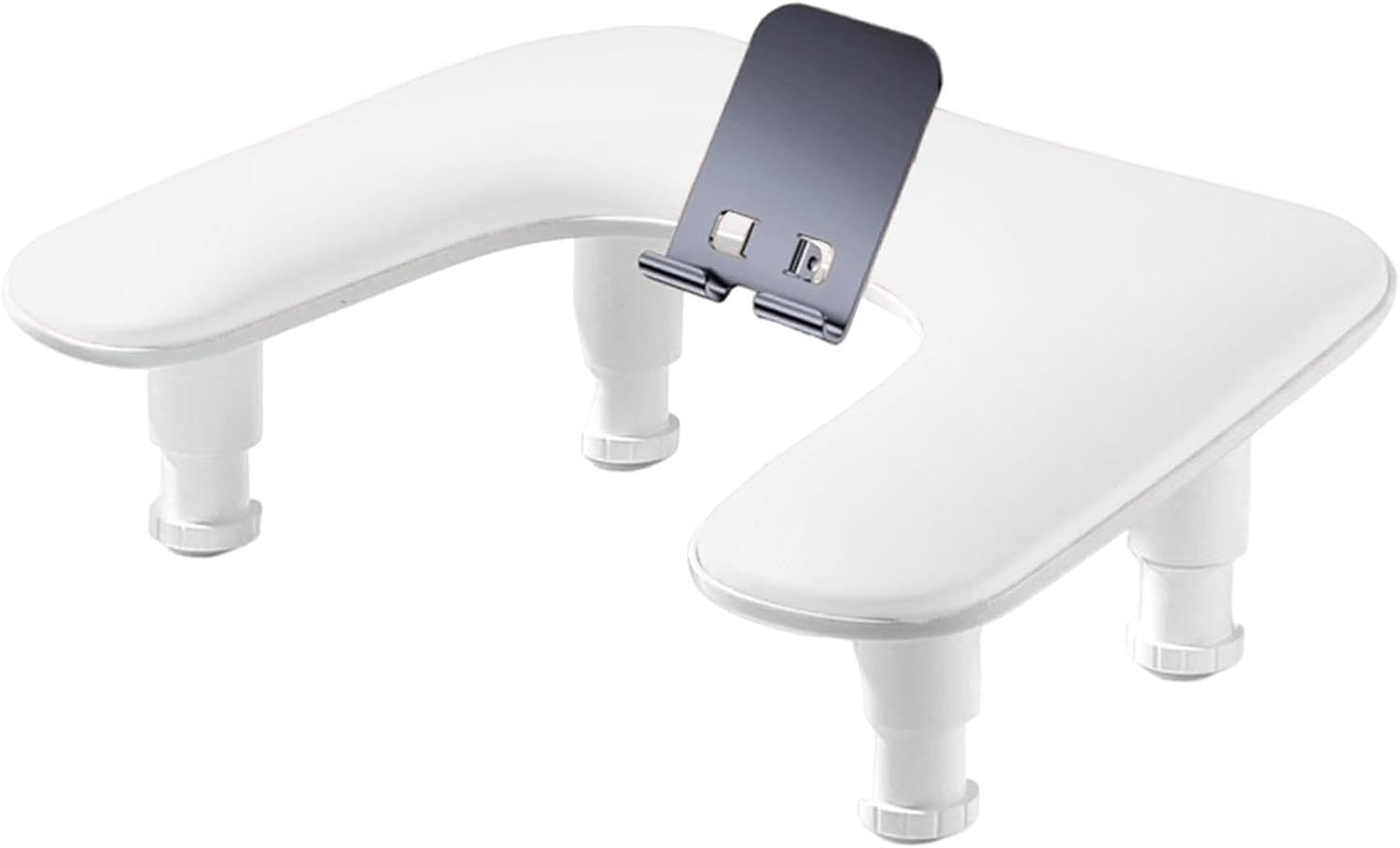 Ysyqkn Nail Art Hand Rest, Holder, Hand Cushion, U-Shaped Manicure Tool, Adjustable Height with Phone Holder, White