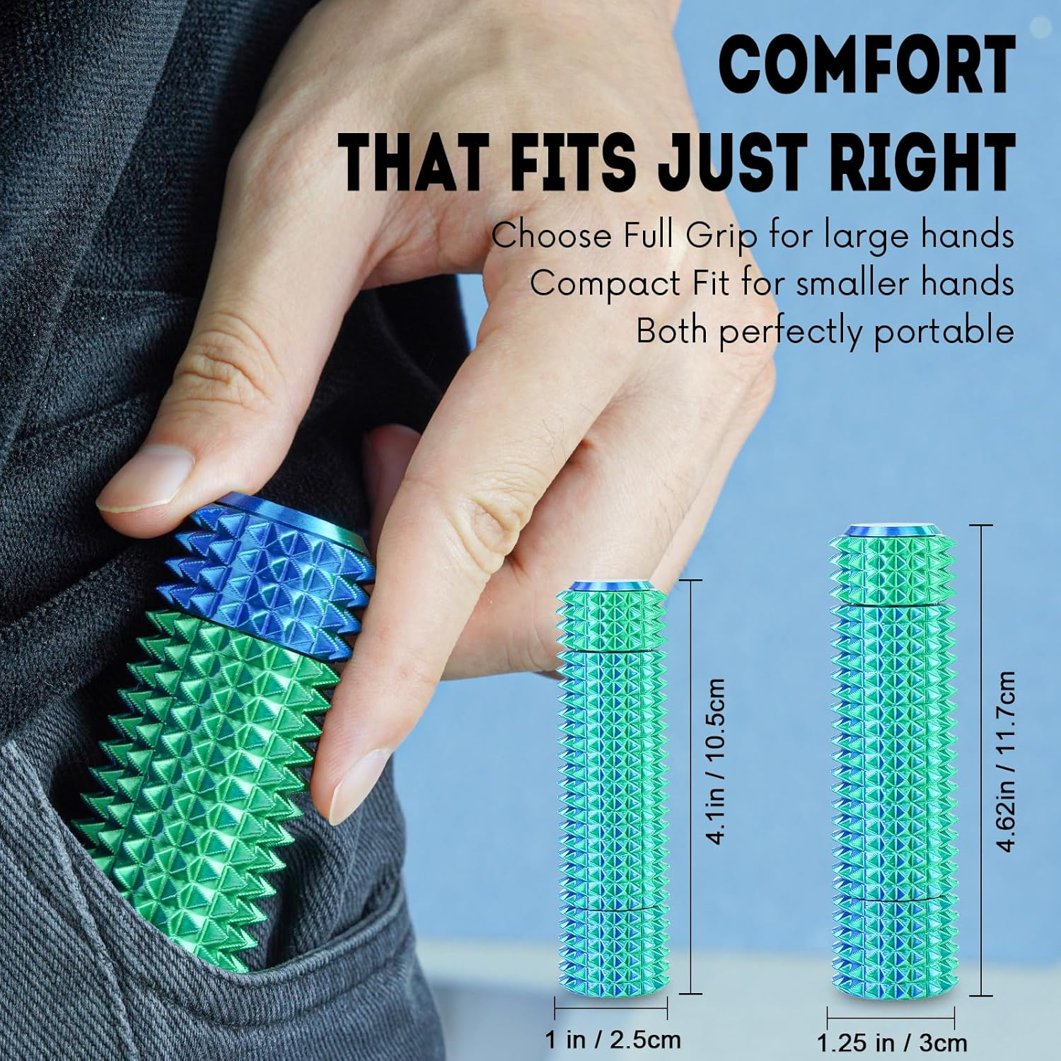 Fidget Roller Adults Teens Sensory Little Stim Gadget for Anxiety Relief Mild Ouchie,Desk Focus Tool Portable Hand Spinner Gifts Idea White Elephant Stocking Christmas(Blue Green,Compact Fit) image number 4